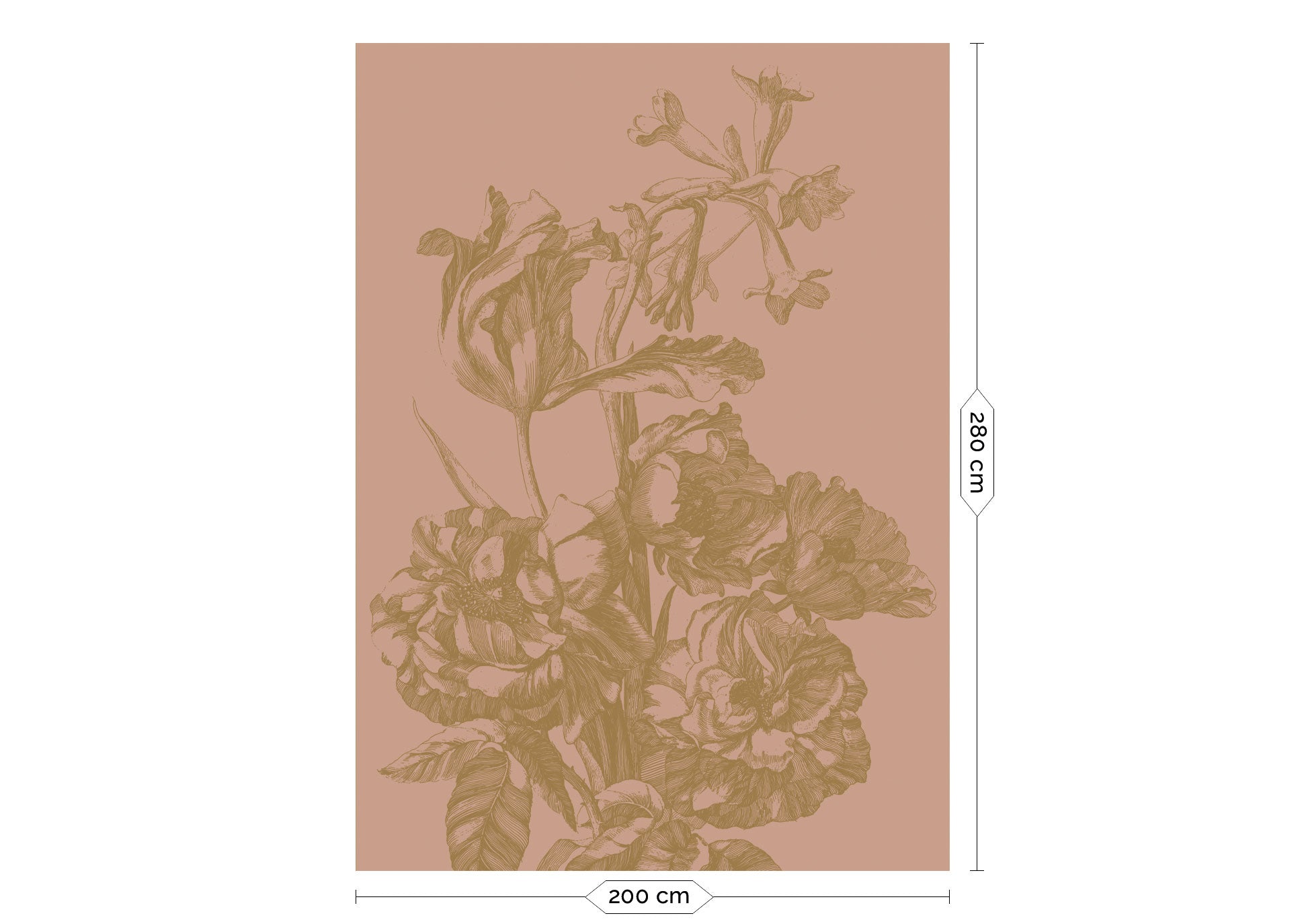 KEK Amsterdam Gold Metallic Engraved Flowers MW-022 - 4 Sheets Behang
