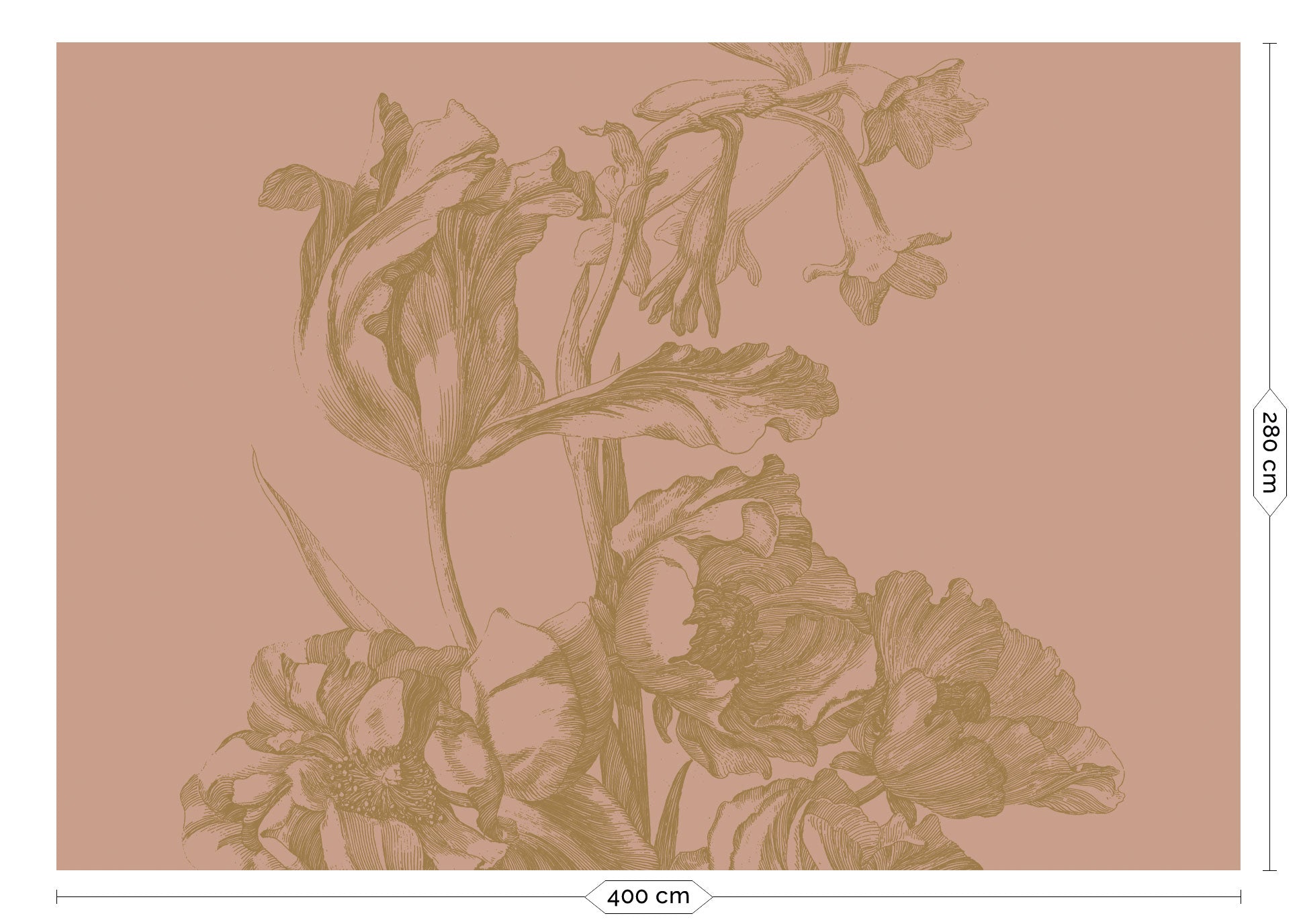 KEK Amsterdam Gold Metallic Engraved Flowers MW-024 - 8 Sheets Behang