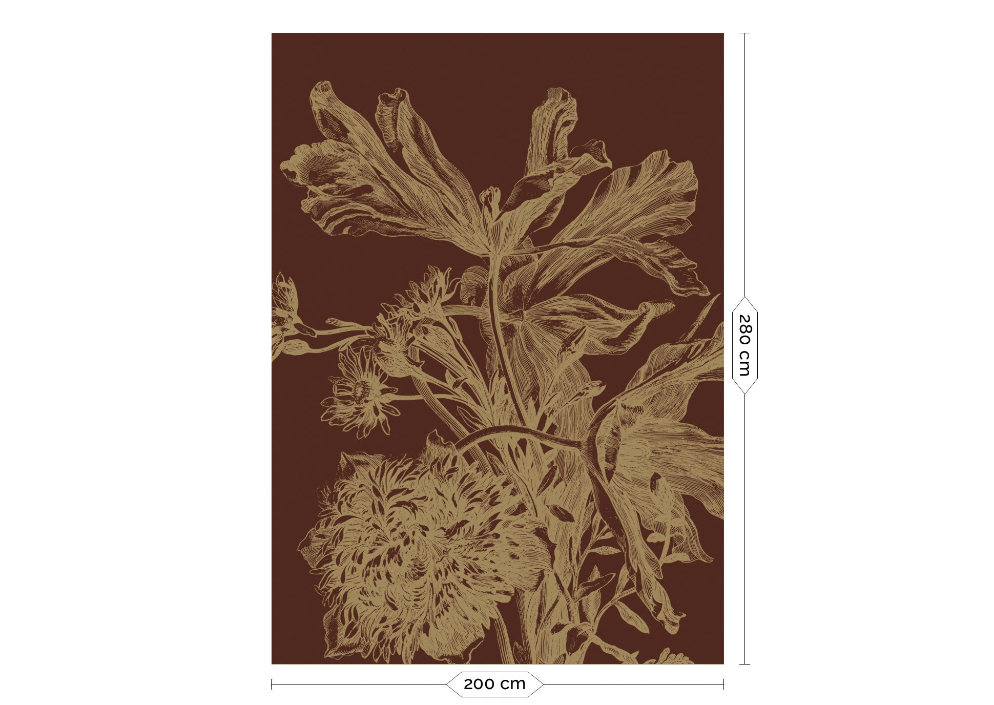 KEK Amsterdam Gold Metallic Engraved Flowers MW-025 - 4 Sheets Behang