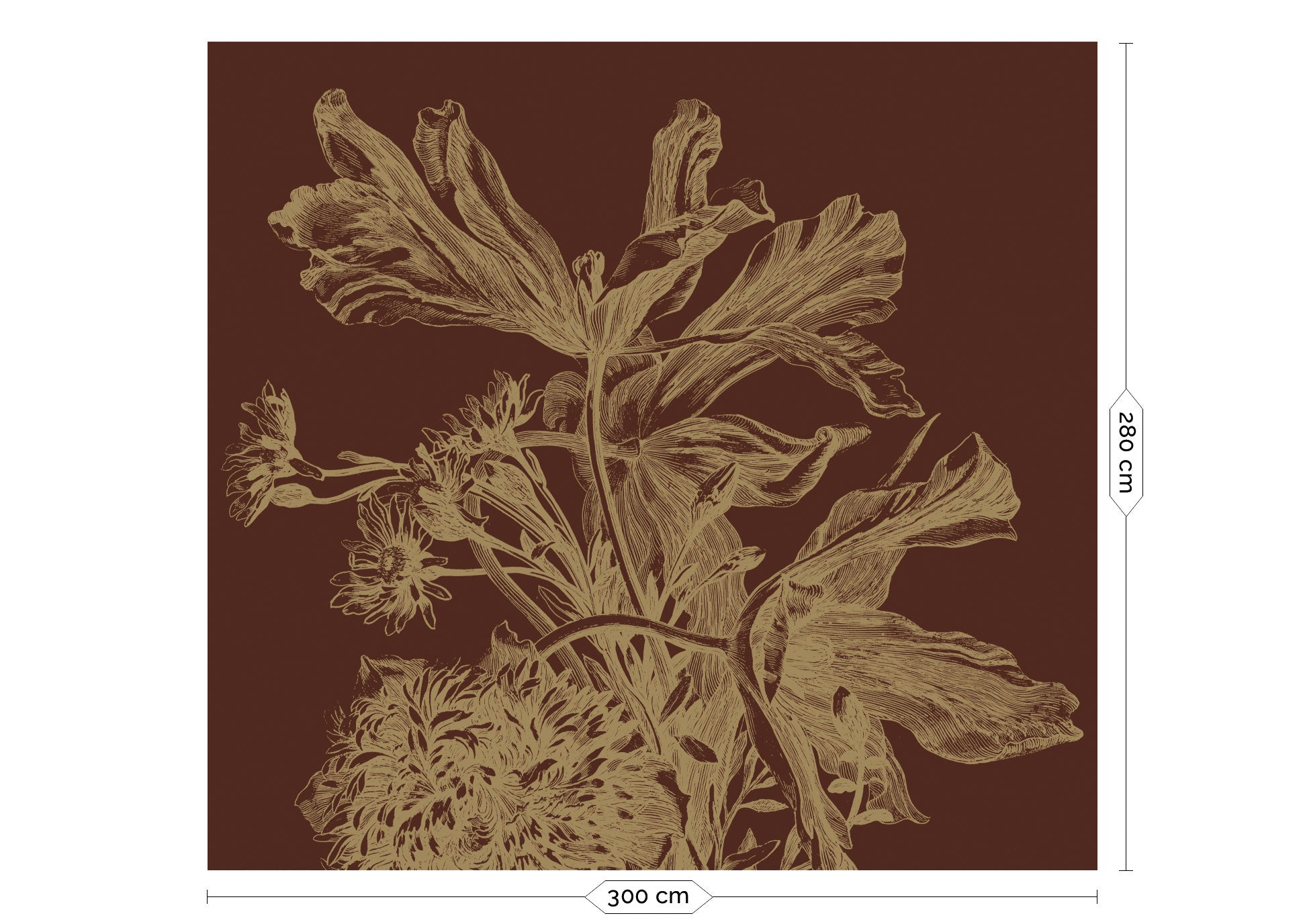 KEK Amsterdam Gold Metallic Engraved Flowers MW-026 - 6 Sheets Behang