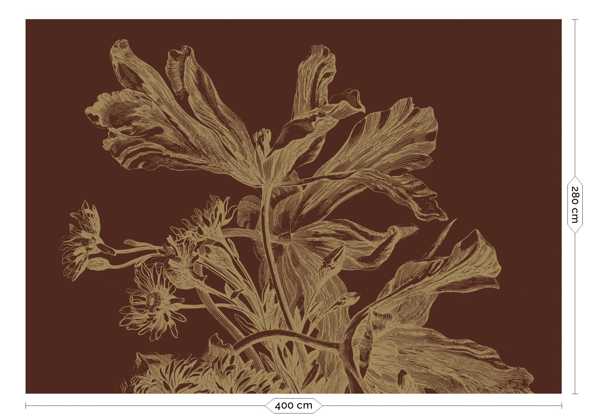 KEK Amsterdam Gold Metallic Engraved Flowers MW-027 - 8 Sheets Behang