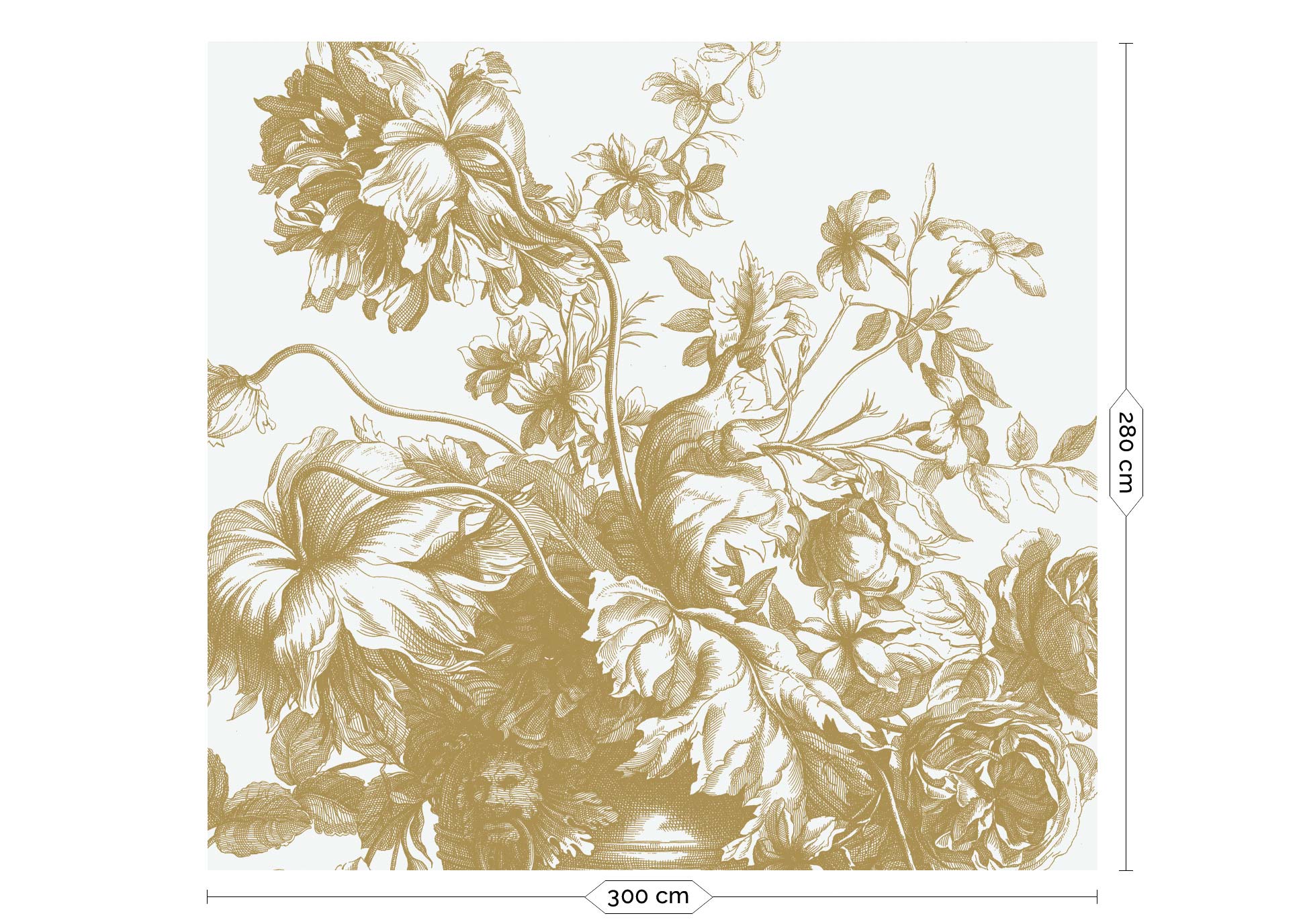 KEK Amsterdam Gold Metallic Engraved Flowers MW-114 - 6 Sheets Behang