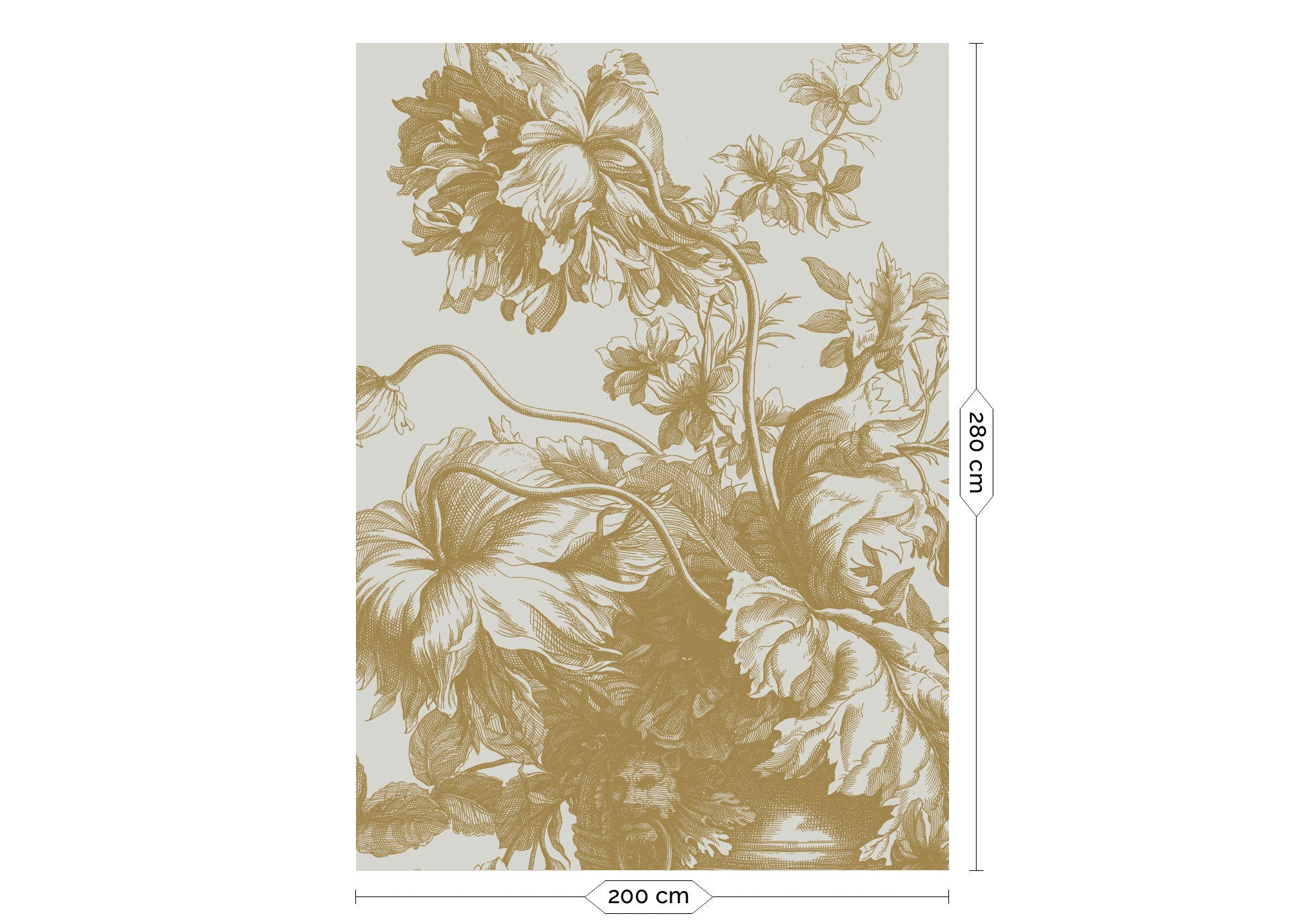 KEK Amsterdam Gold Metallic Engraved Flowers MW-116 - 4 Sheets Behang