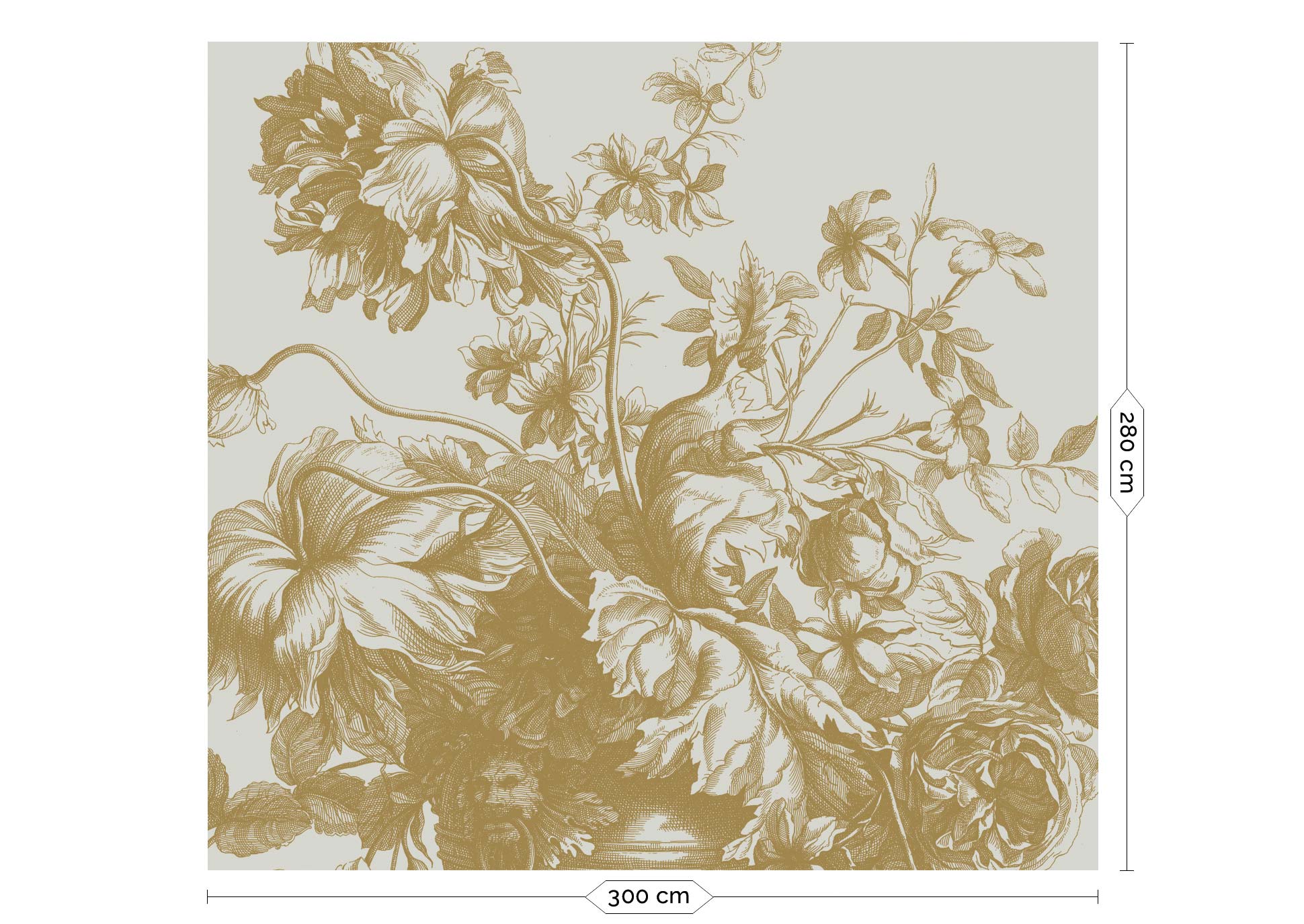 KEK Amsterdam Gold Metallic Engraved Flowers MW-117 - 6 Sheets Behang