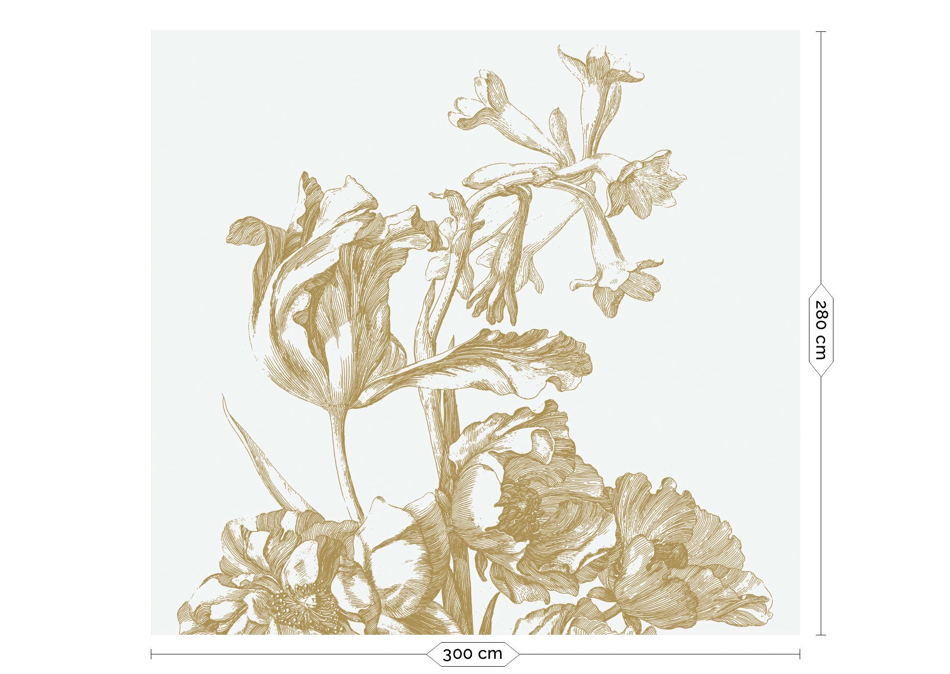 KEK Amsterdam Gold Metallic Engraved Flowers MW-123 - 6 Sheets Behang