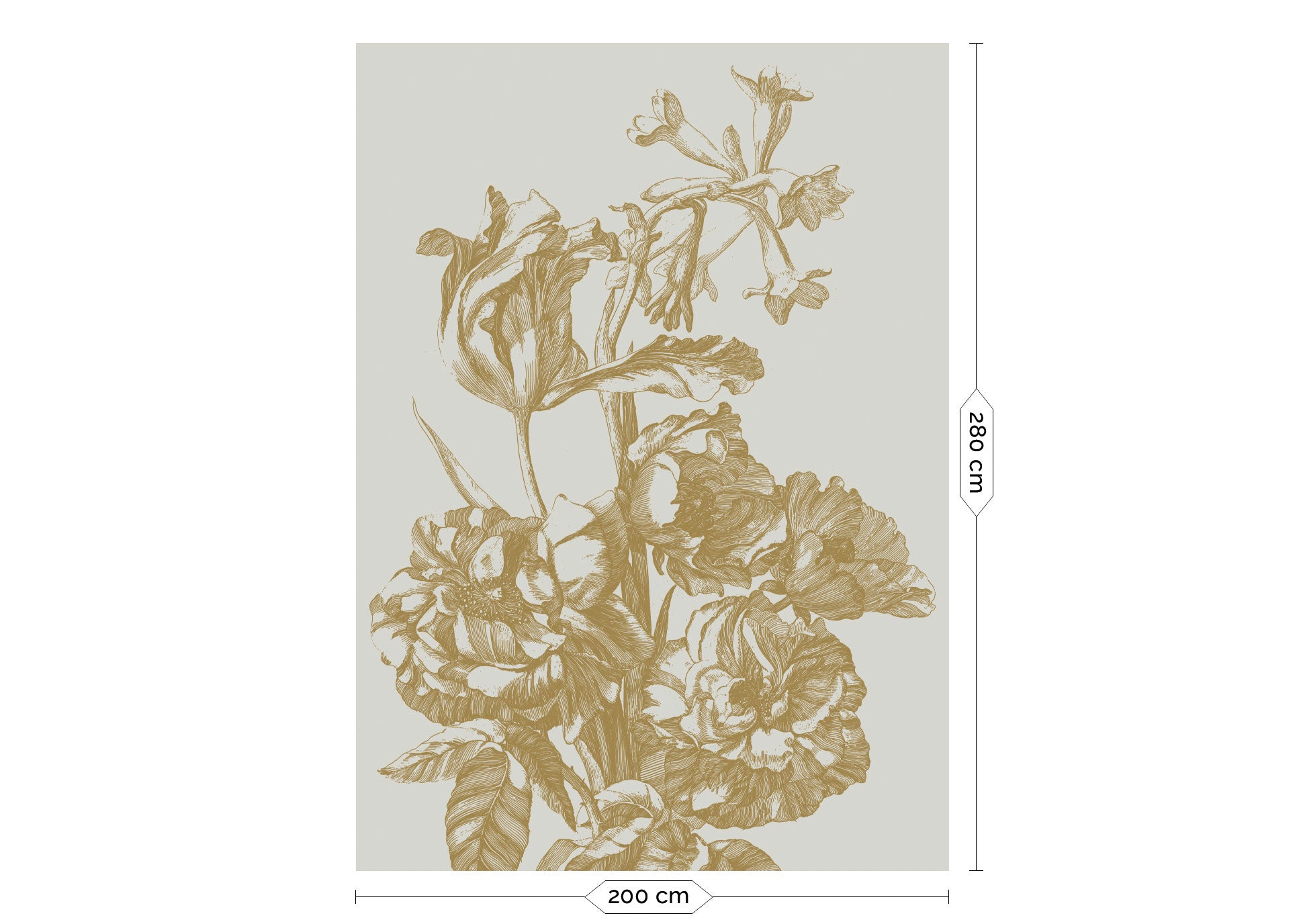 KEK Amsterdam Gold Metallic Engraved Flowers MW-125 - 4 Sheets Behang
