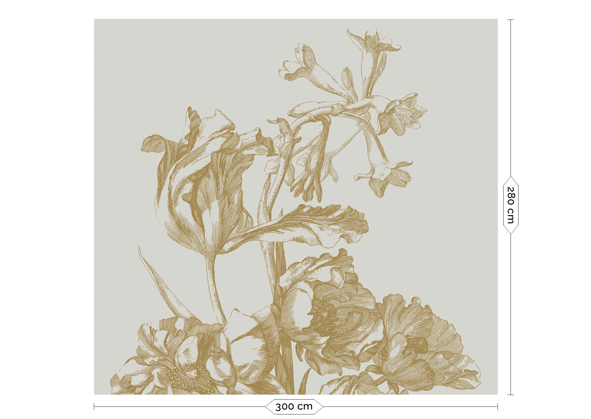 KEK Amsterdam Gold Metallic Engraved Flowers MW-126 - 6 Sheets Behang