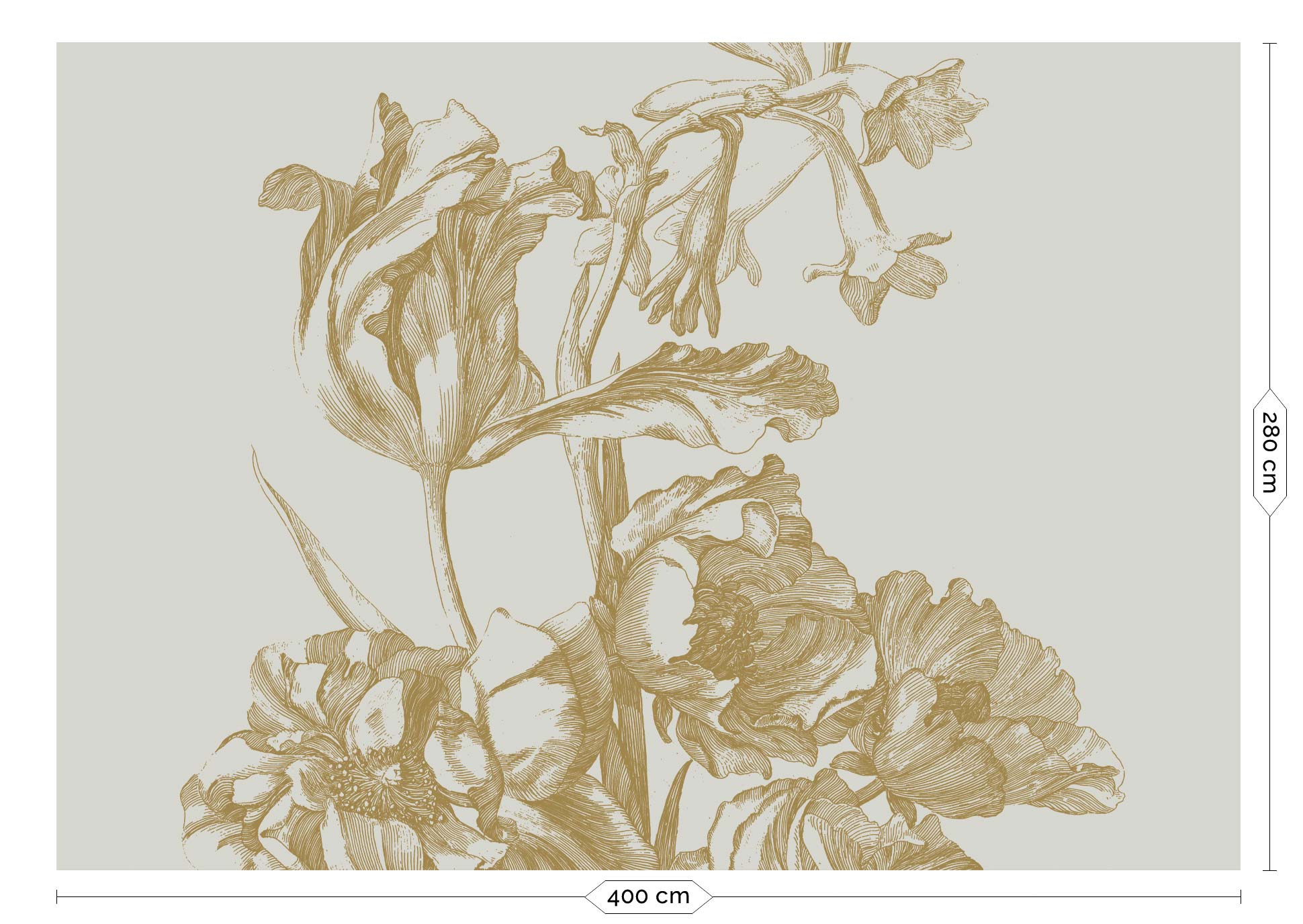 KEK Amsterdam Gold Metallic Engraved Flowers MW-127 - 8 Sheets Behang