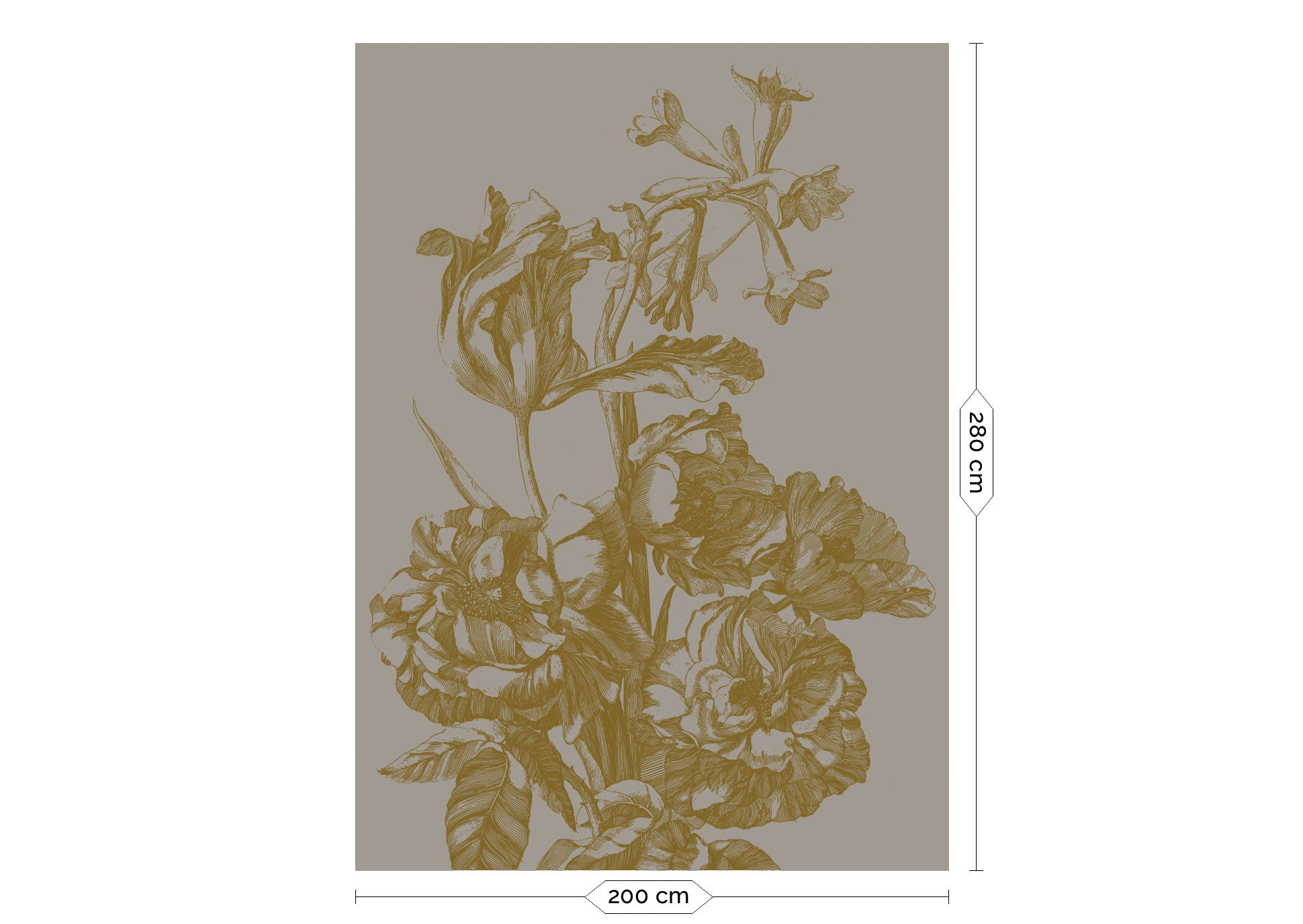 KEK Amsterdam Gold Metallic Engraved Flowers MW-128 - 4 Sheets Behang