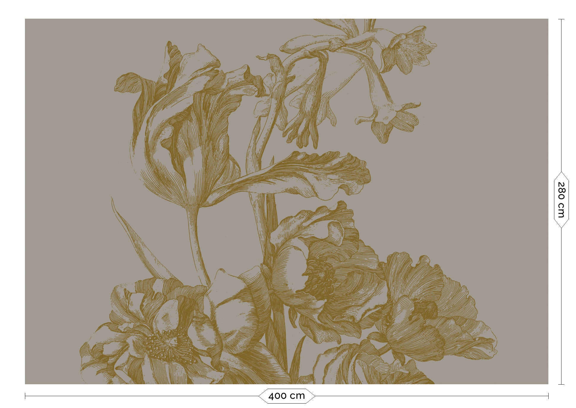 KEK Amsterdam Gold Metallic Engraved Flowers MW-130 - 8 Sheets Behang