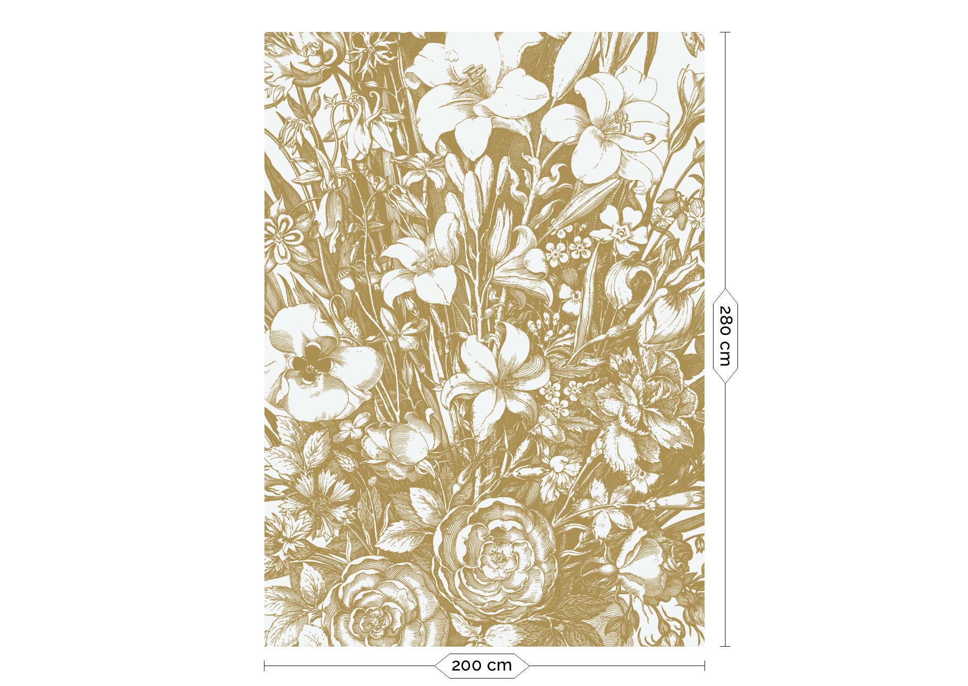 KEK Amsterdam Gold Metallic Engraved Flowers MW-131 - 4 Sheets Behang