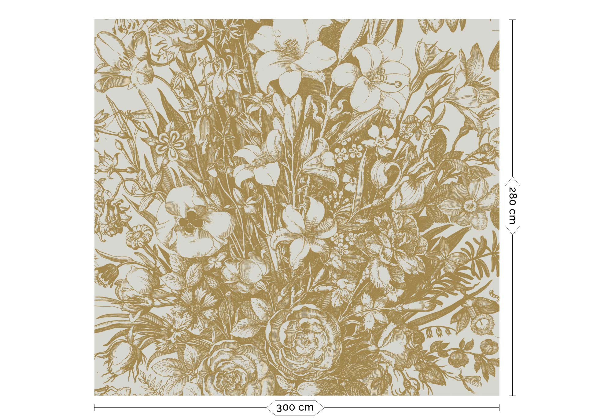 KEK Amsterdam Gold Metallic Engraved Flowers MW-135 - 6 Sheets Behang