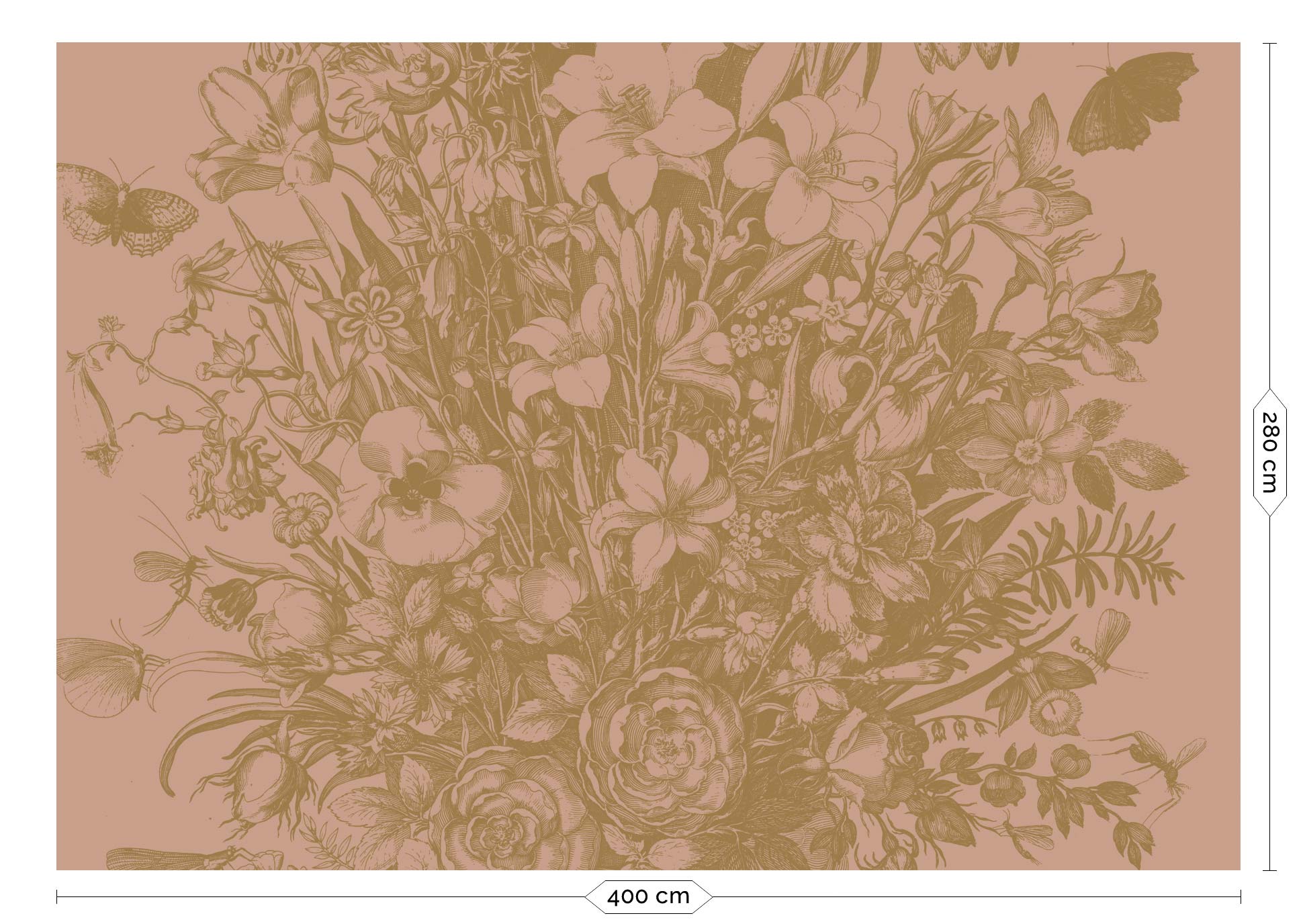 KEK Amsterdam Gold Metallic Engraved Flowers MW-139 - 8 Sheets Behang