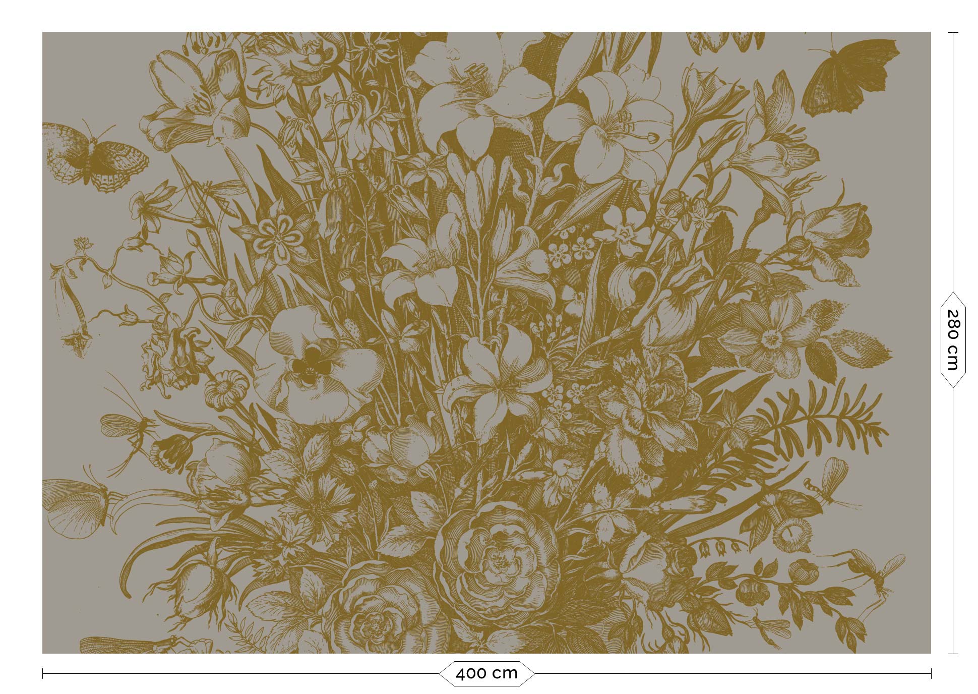 KEK Amsterdam Gold Metallic Engraved Flowers MW-142 - 8 Sheets Behang