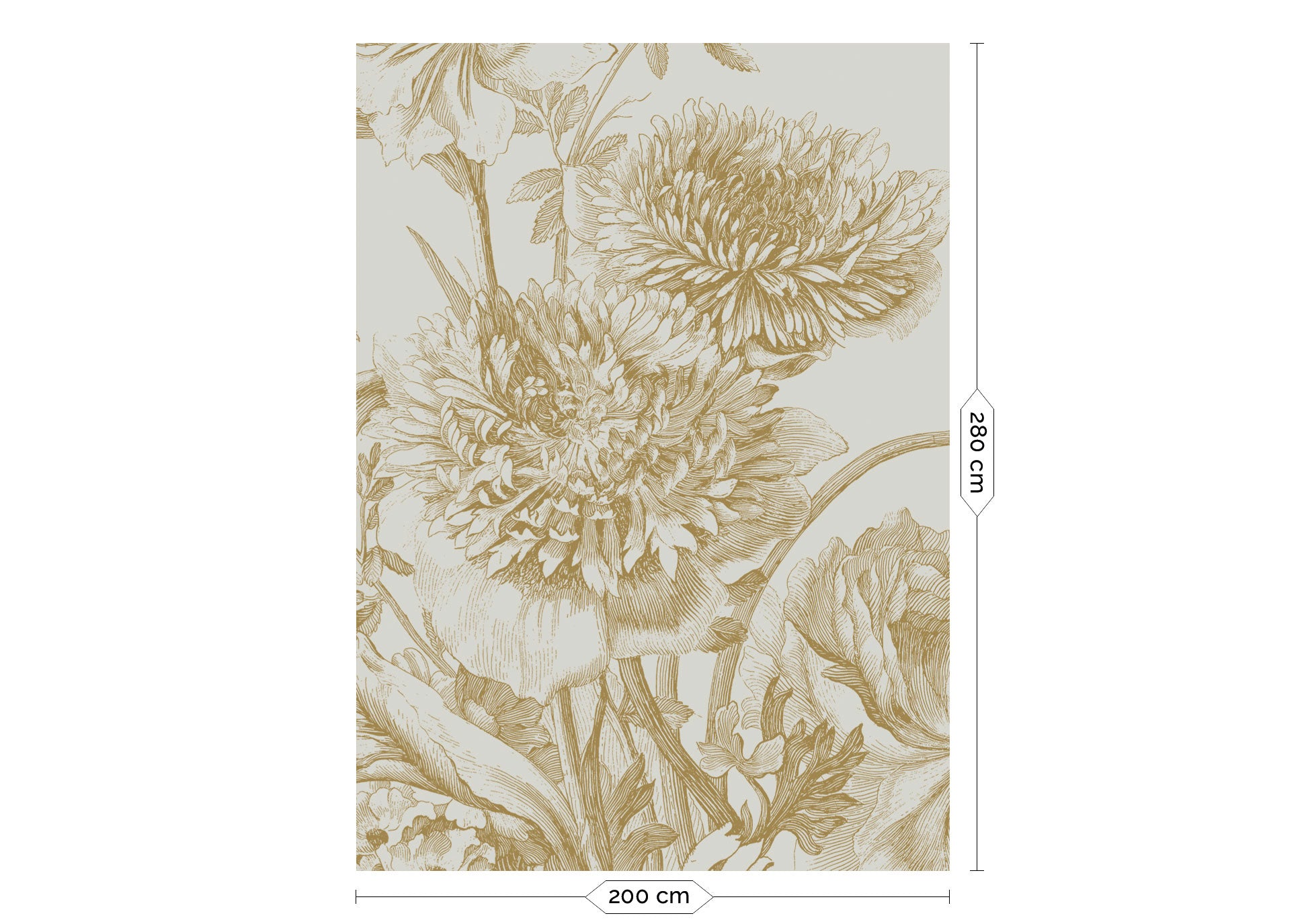 KEK Amsterdam Gold Metallic Engraved Flowers MW-143 - 4 Sheets Behang