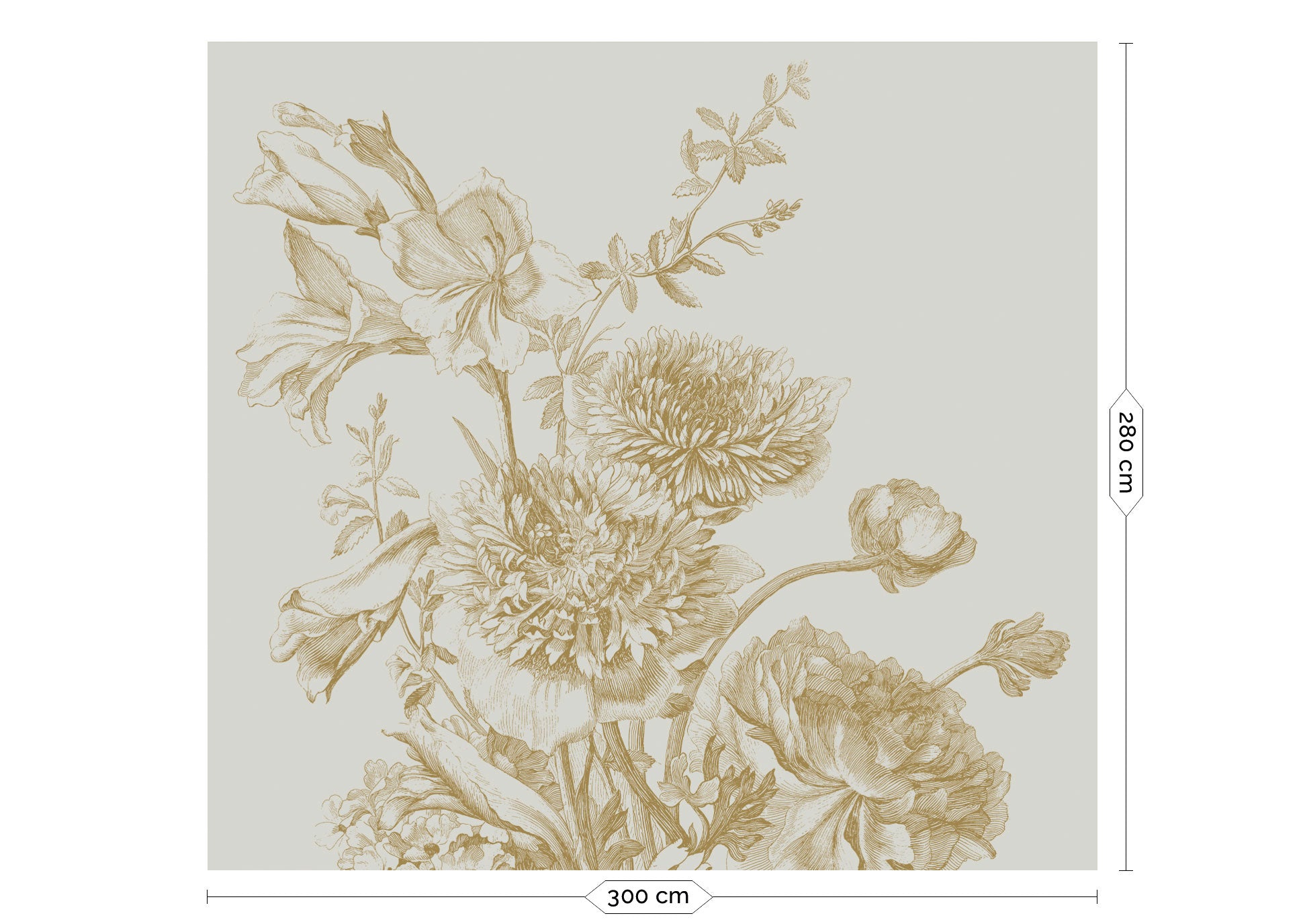 KEK Amsterdam Gold Metallic Engraved Flowers MW-144 - 6 Sheets Behang