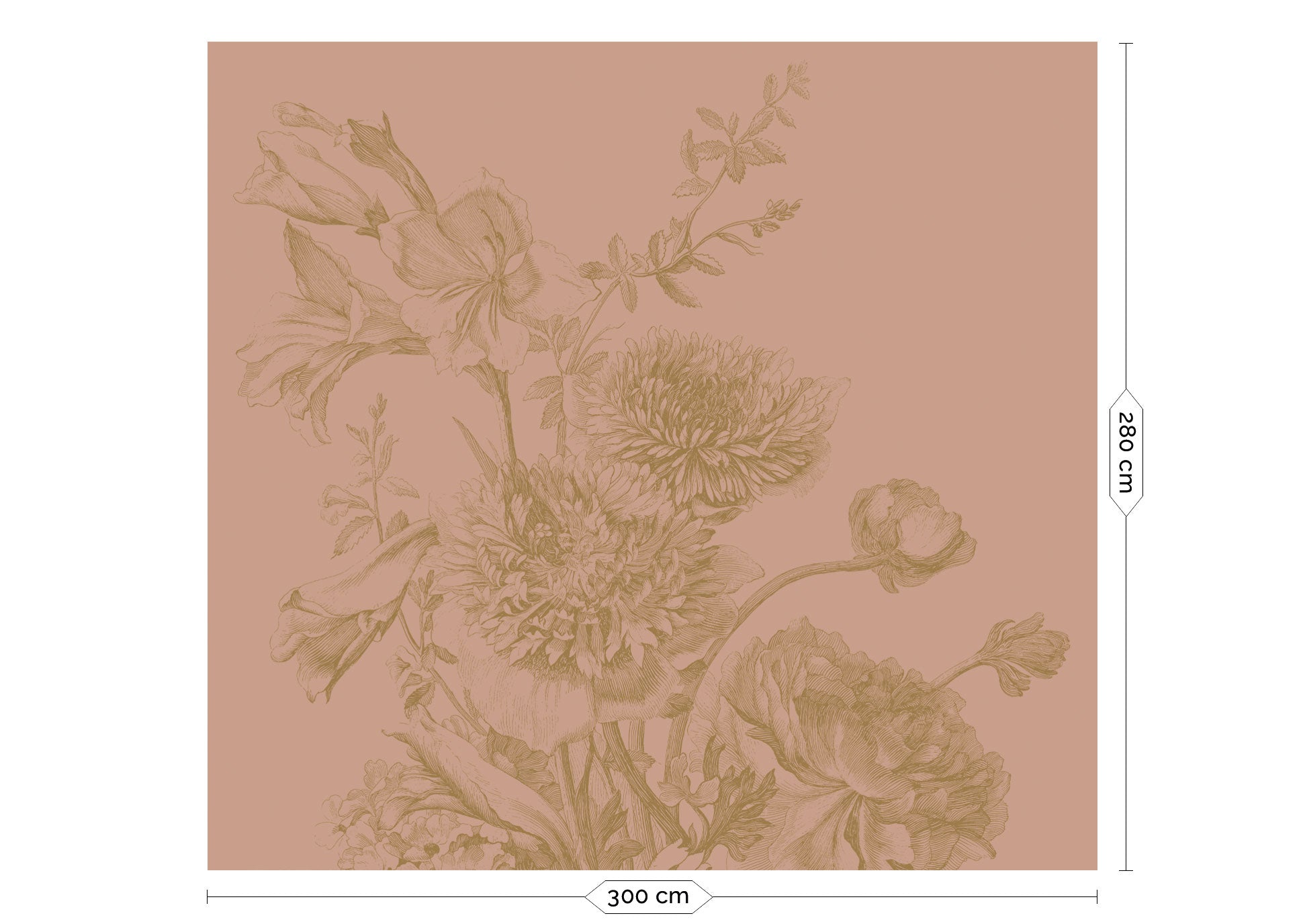 KEK Amsterdam Gold Metallic Engraved Flowers MW-147 - 6 Sheets Behang