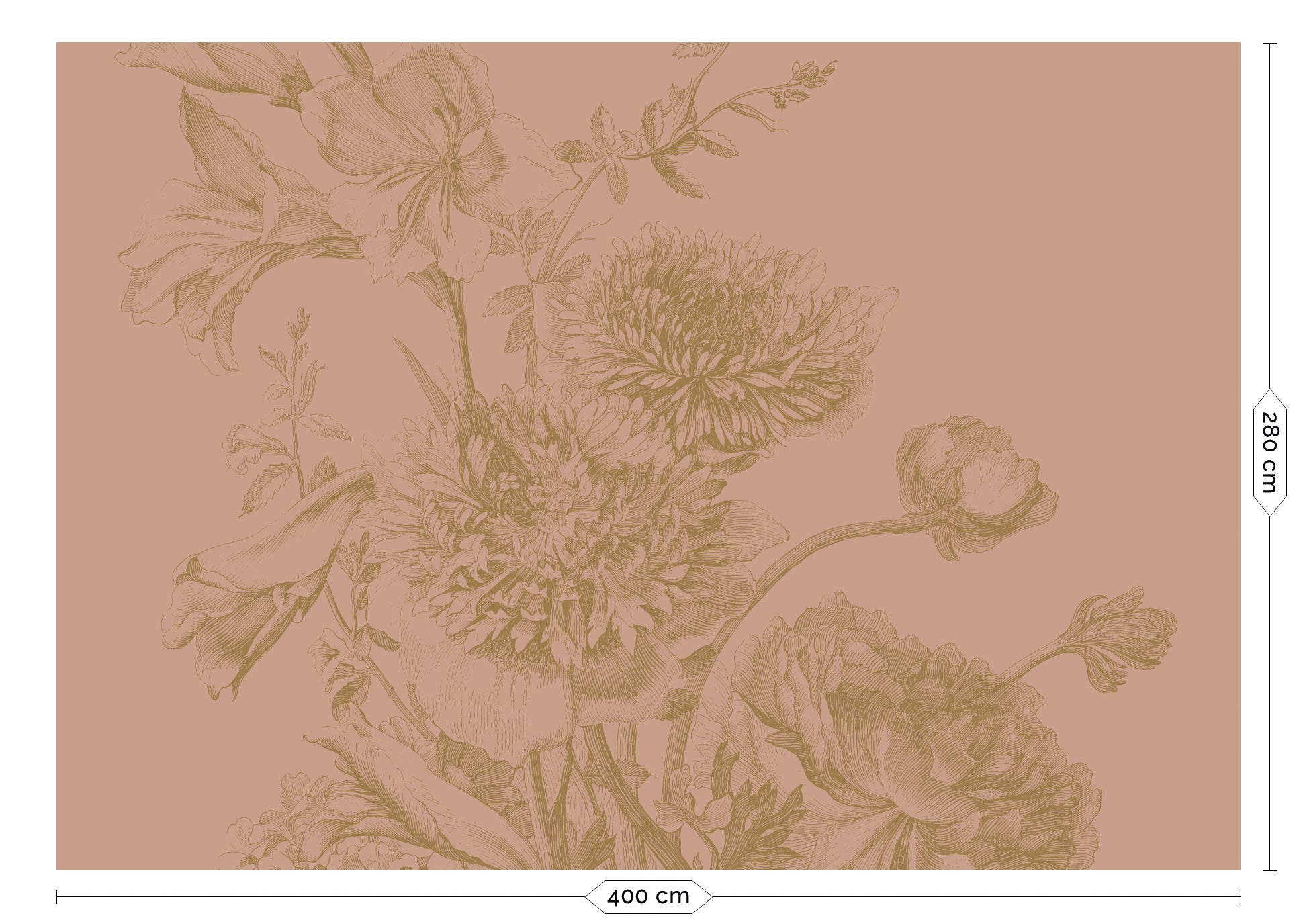 KEK Amsterdam Gold Metallic Engraved Flowers MW-148 - 8 Sheets Behang