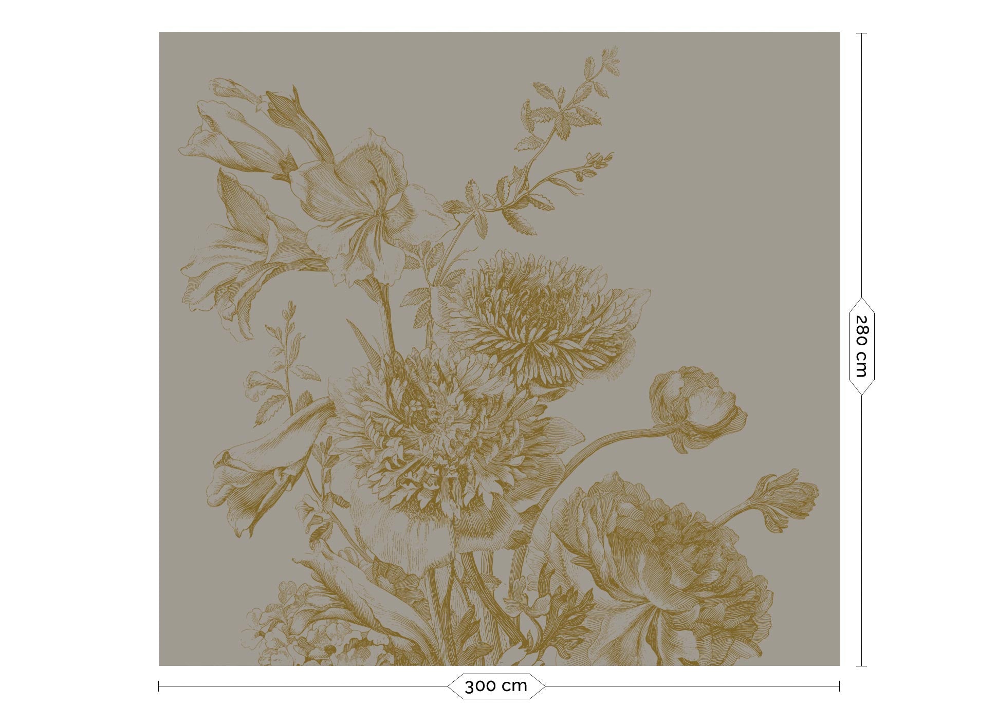 KEK Amsterdam Gold Metallic Engraved Flowers MW-150 - 6 Sheets Behang