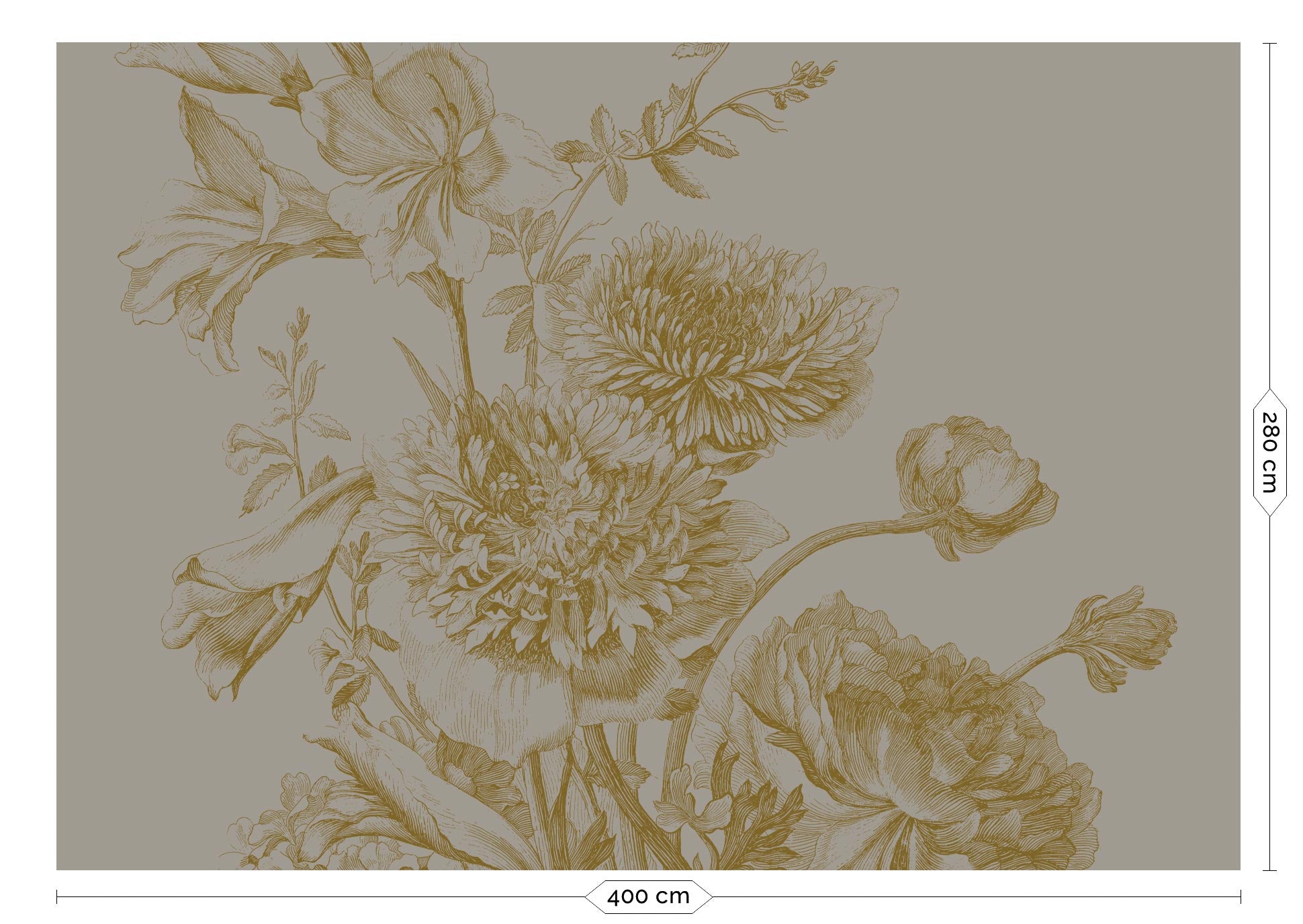 KEK Amsterdam Gold Metallic Engraved Flowers MW-151 - 8 Sheets Behang
