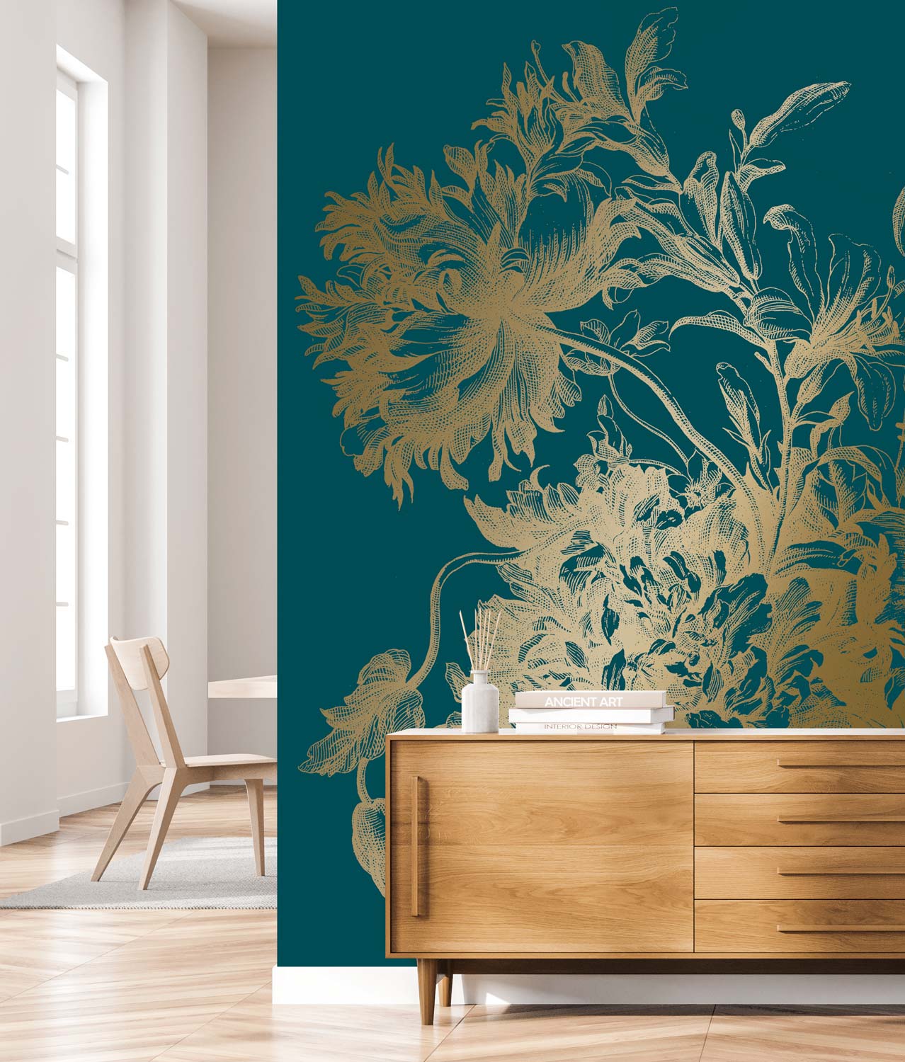KEK Amsterdam Gold Metallic Engraved Flowers MW-188 - 4 Sheets Behang