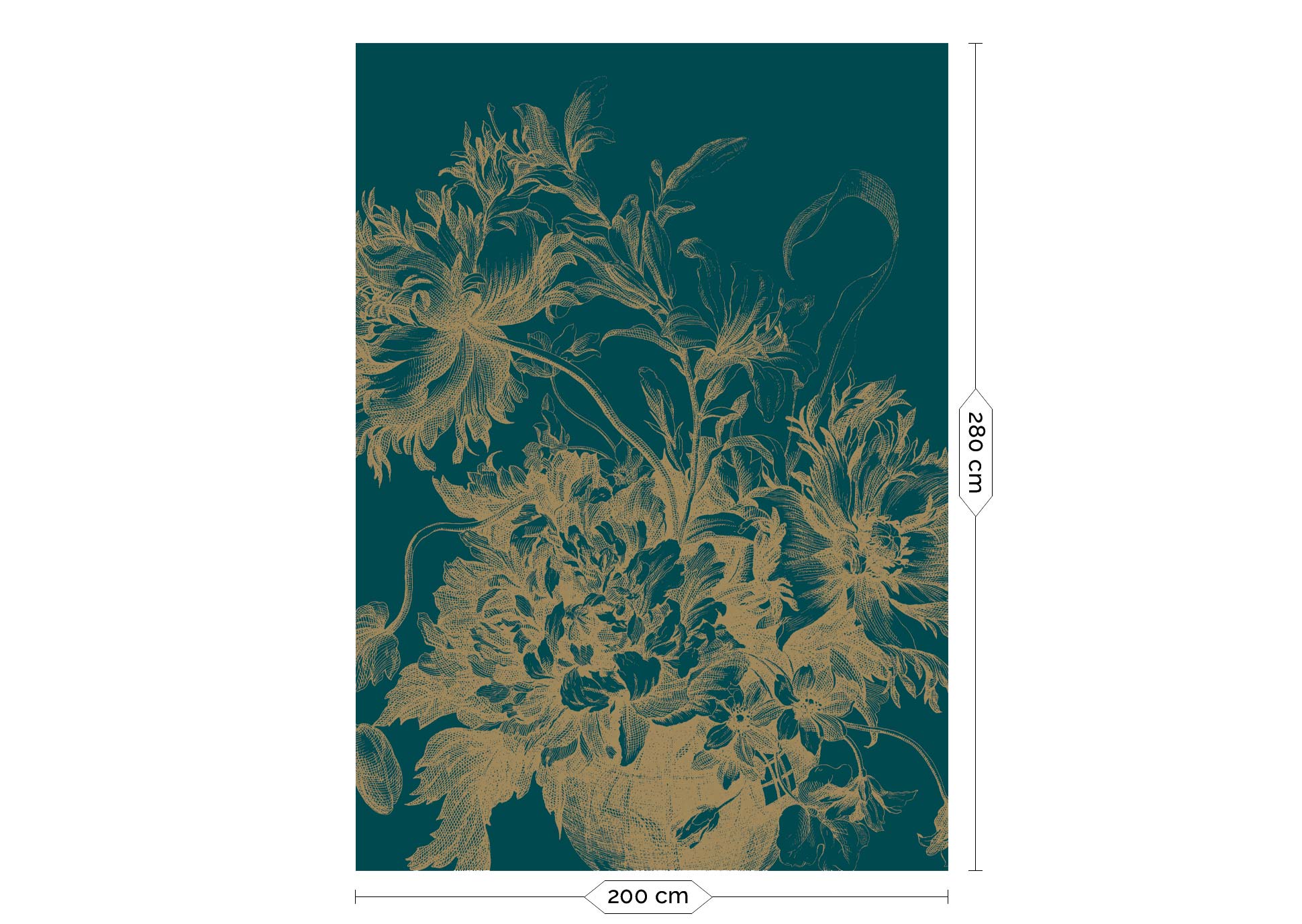 KEK Amsterdam Gold Metallic Engraved Flowers MW-188 - 4 Sheets Behang