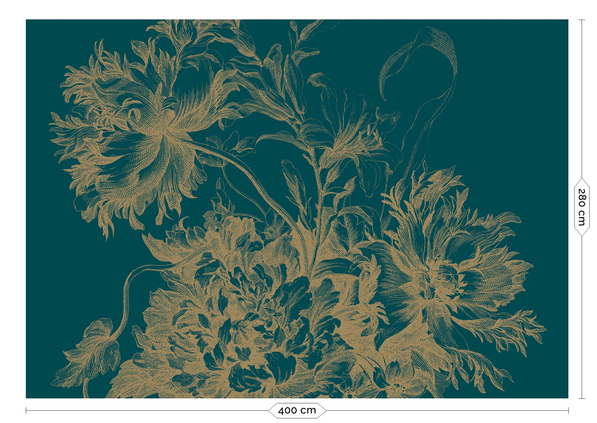 KEK Amsterdam Gold Metallic Engraved Flowers MW-190 - 8 Sheets Behang