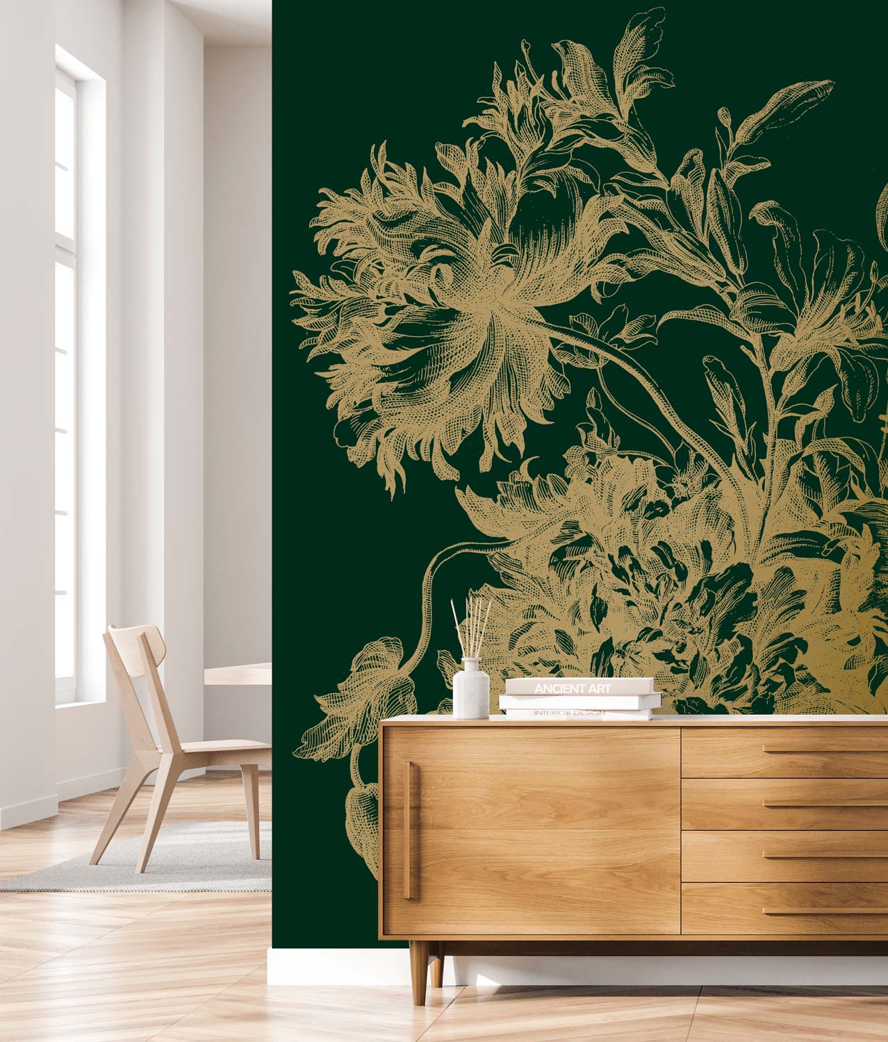 KEK Amsterdam Gold Metallic Engraved Flowers MW-191 - 4 Sheets Behang