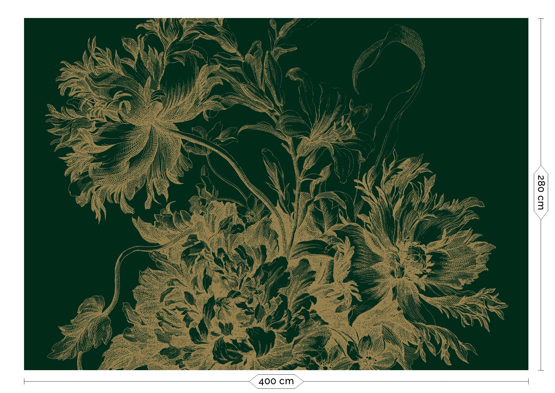 KEK Amsterdam Gold Metallic Engraved Flowers MW-193 - 8 Sheets Behang