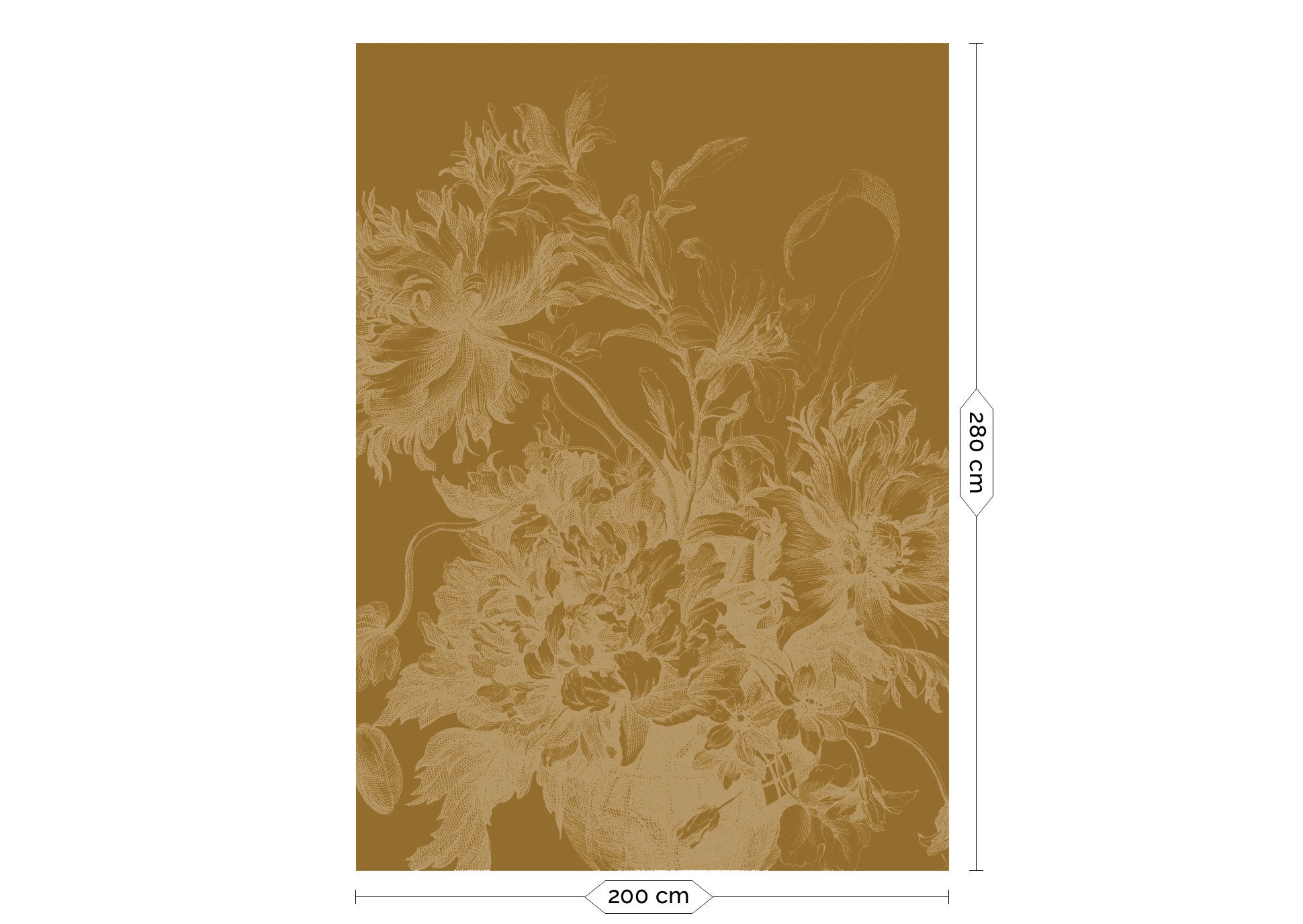 KEK Amsterdam Gold Metallic Engraved Flowers MW-194 - 4 Sheets Behang