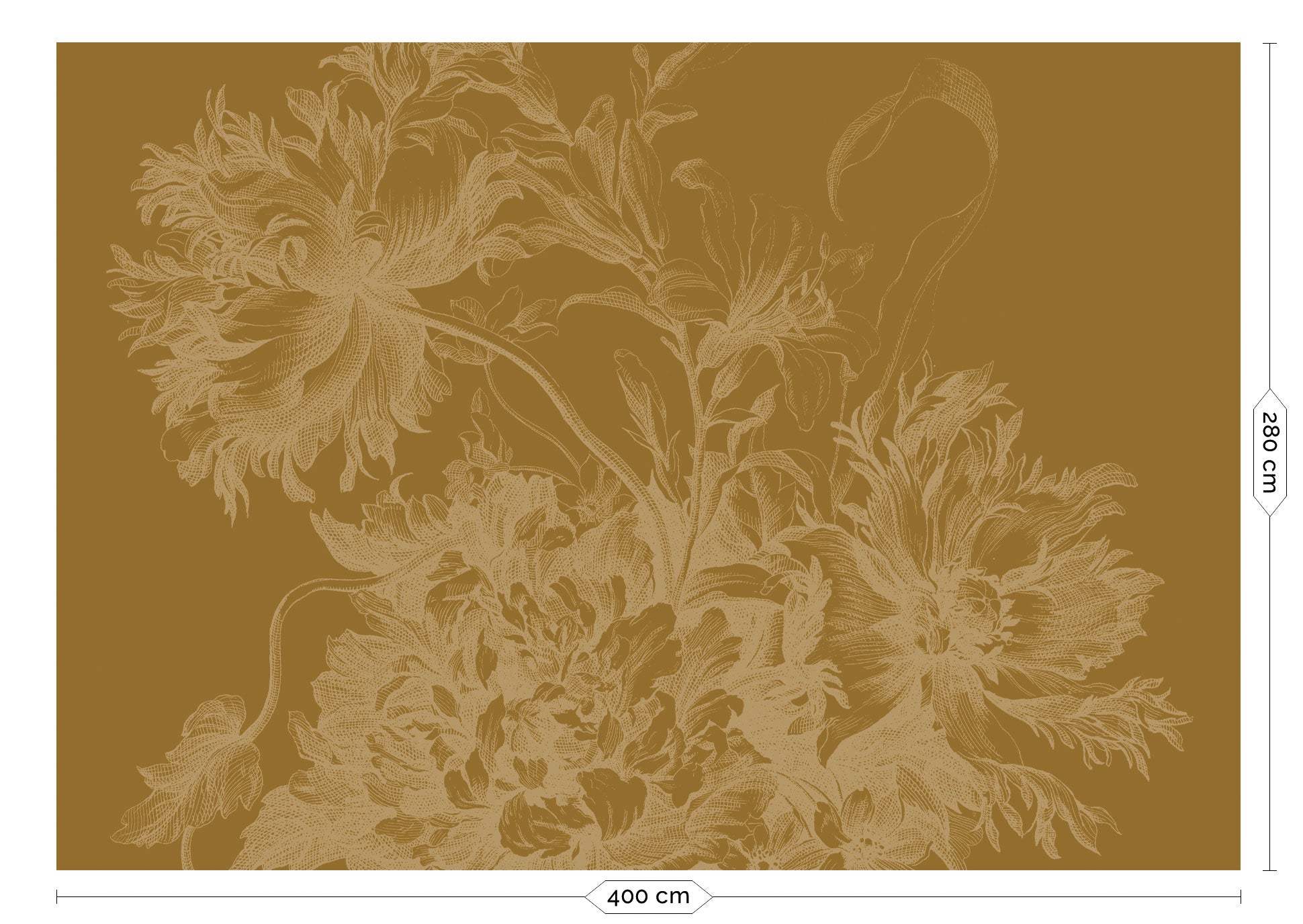 KEK Amsterdam Gold Metallic Engraved Flowers MW-196 - 8 Sheets Behang