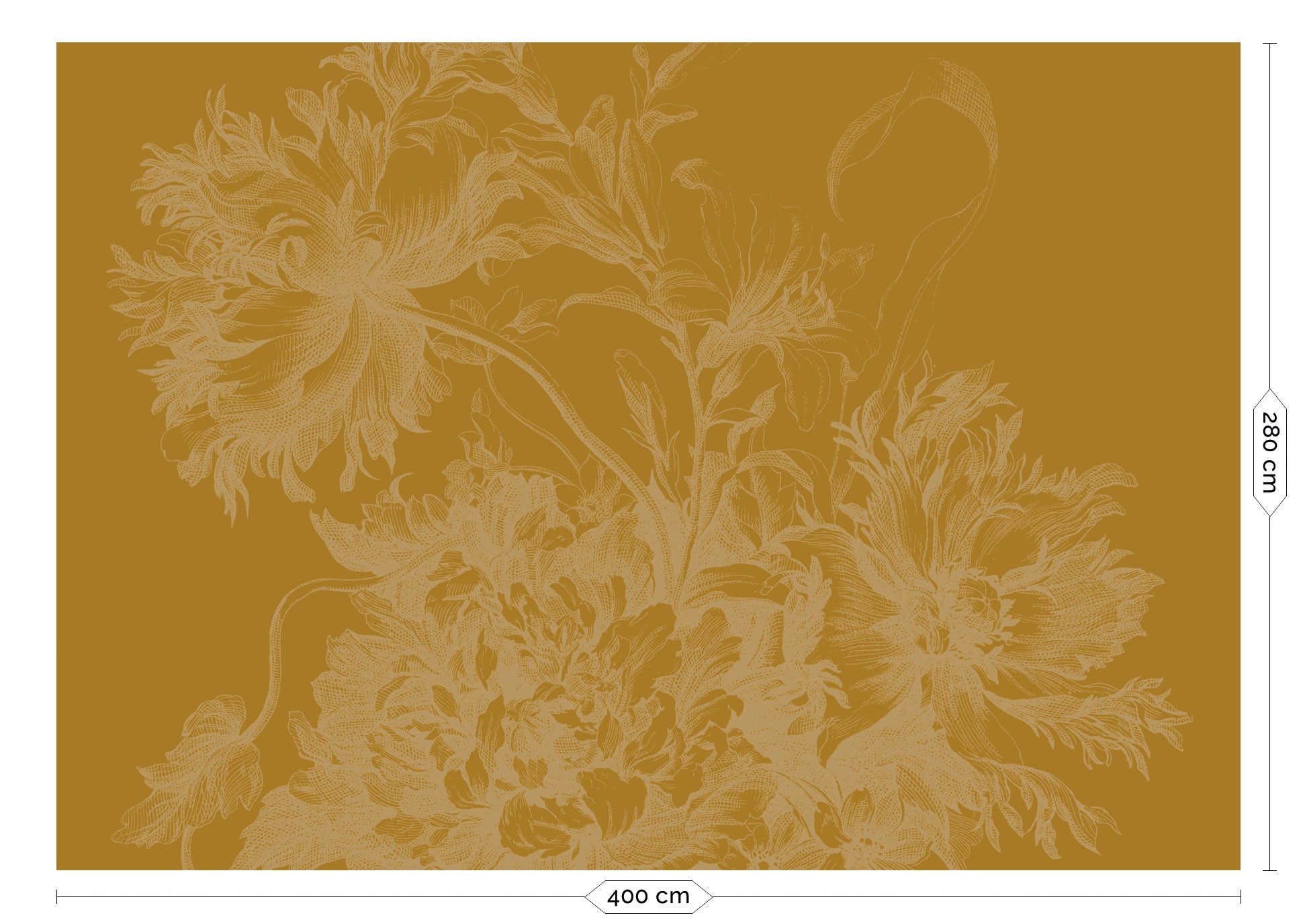 KEK Amsterdam Gold Metallic Engraved Flowers MW-199 - 8 Sheets Behang