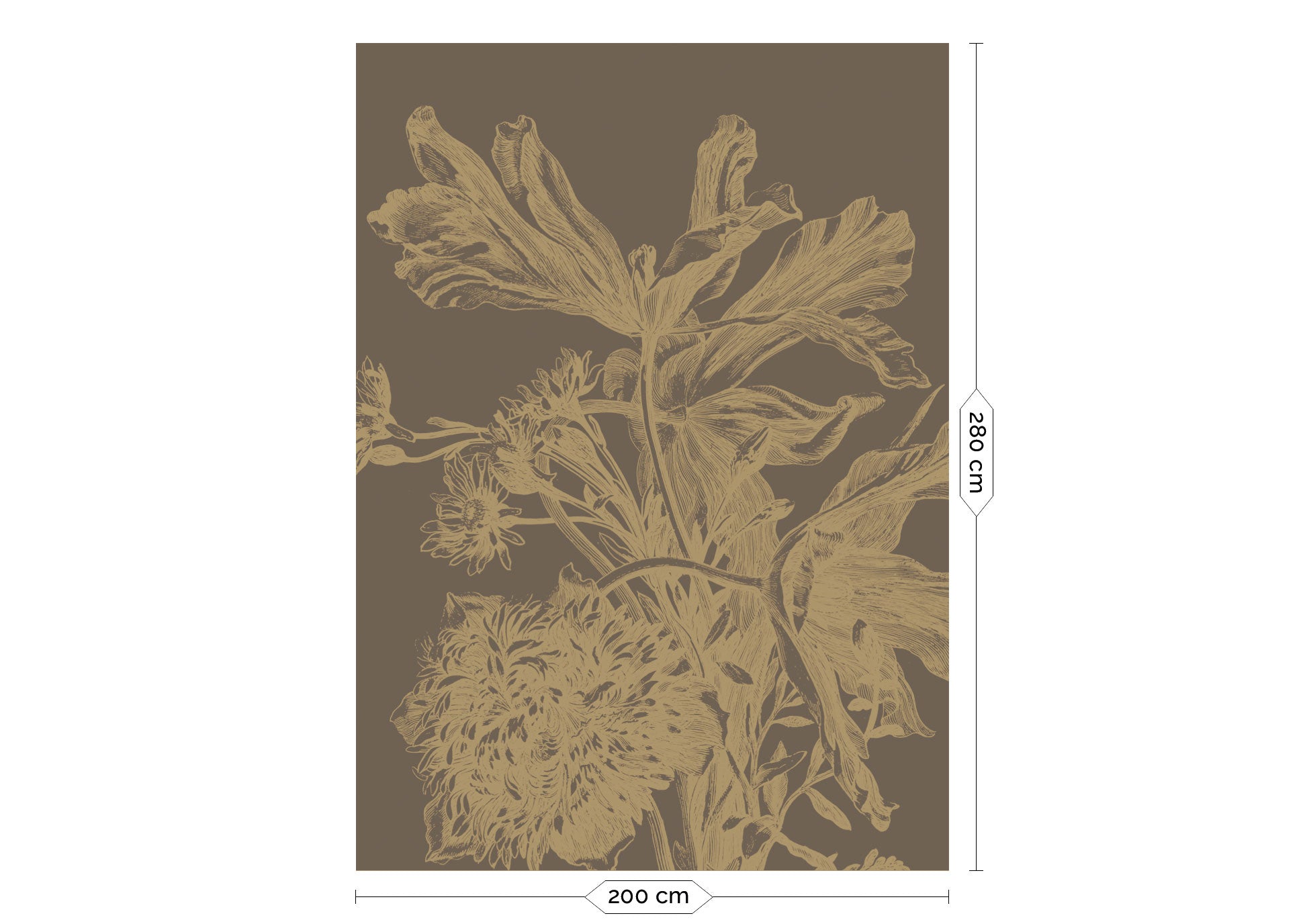 KEK Amsterdam Gold Metallic Engraved Flowers MW-200 - 4 Sheets Behang