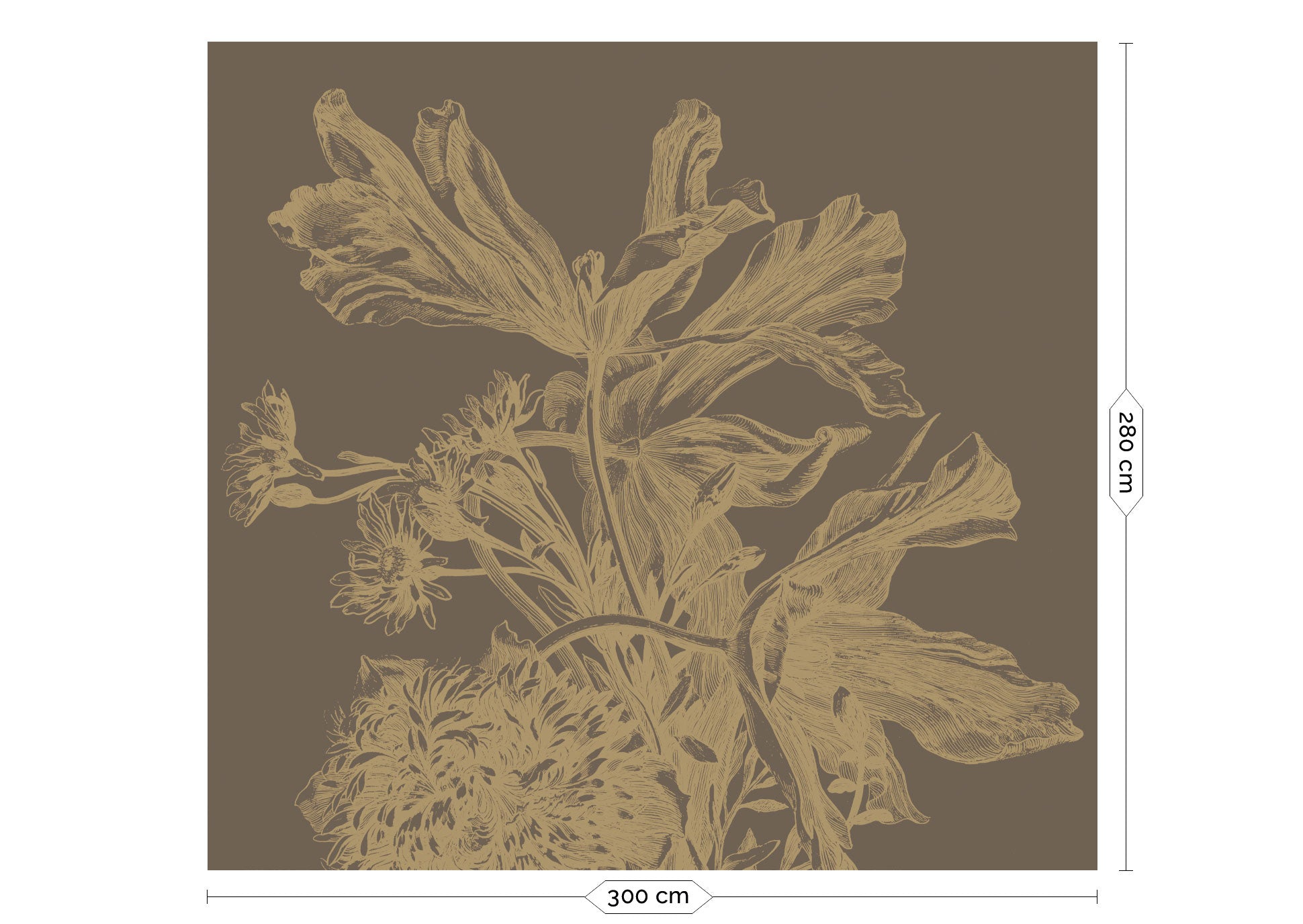 KEK Amsterdam Gold Metallic Engraved Flowers MW-201 - 6 Sheets Behang