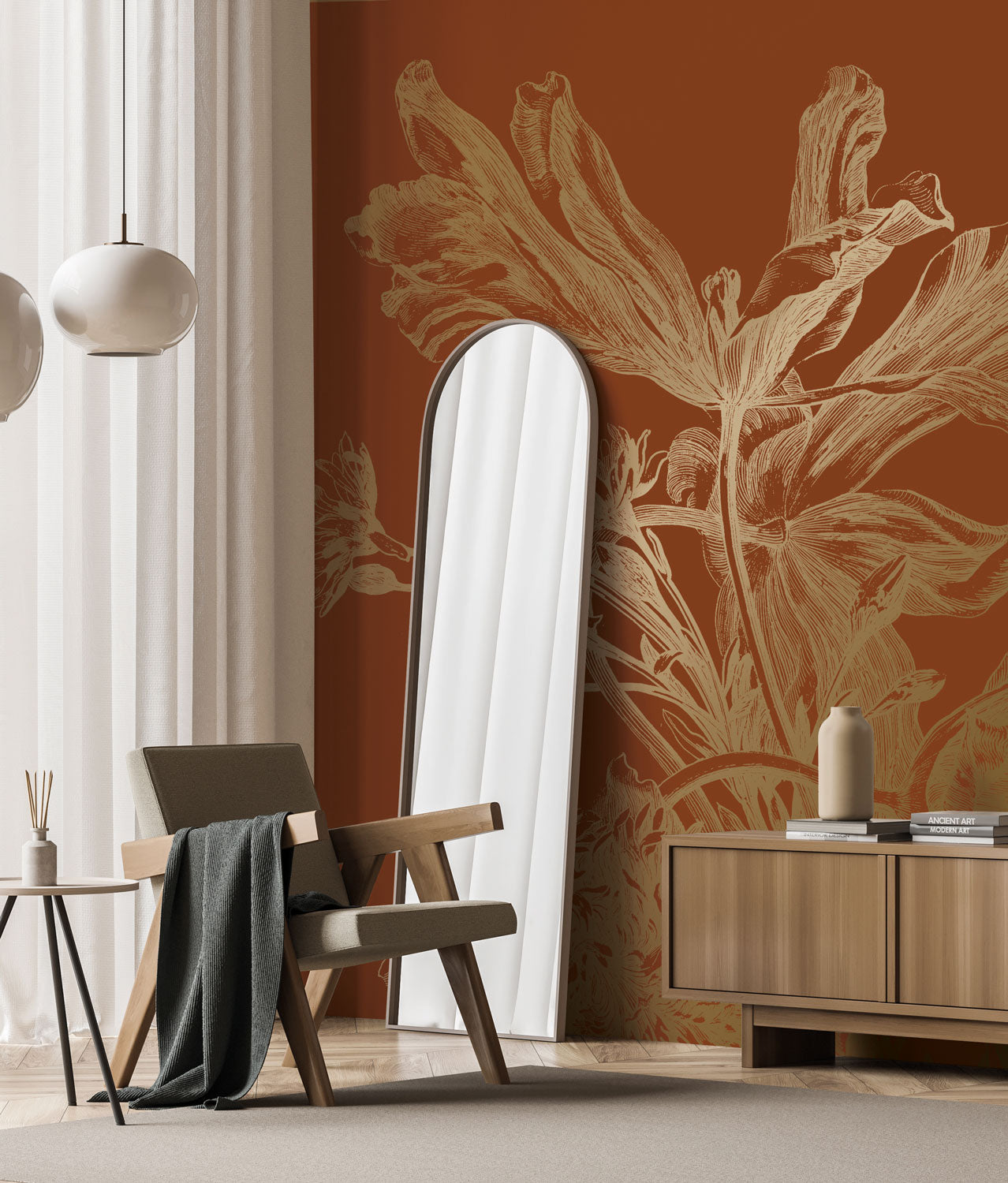 KEK Amsterdam Gold Metallic Engraved Flowers MW-203 - 4 Sheets Behang