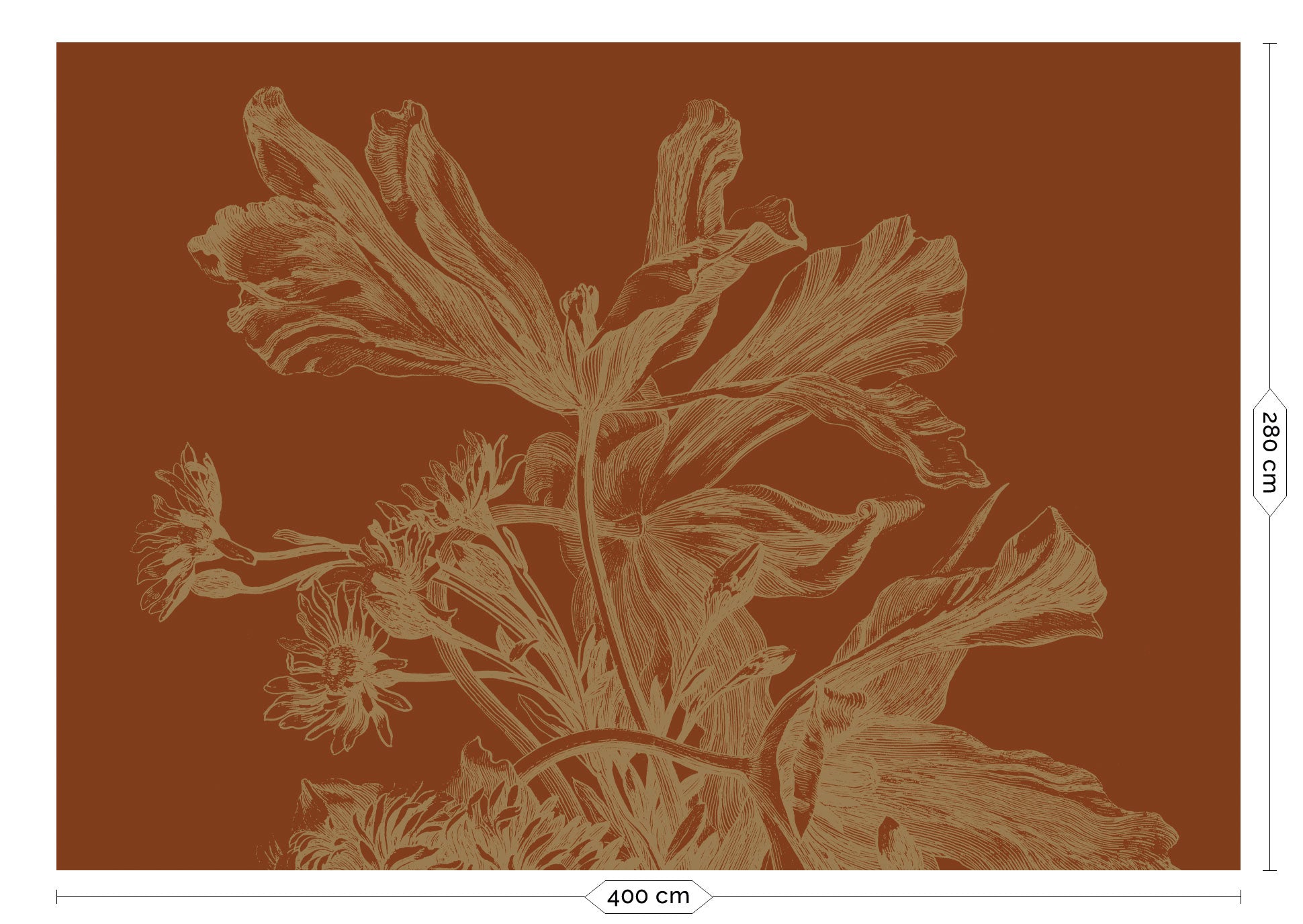 KEK Amsterdam Gold Metallic Engraved Flowers MW-205 - 8 Sheets Behang