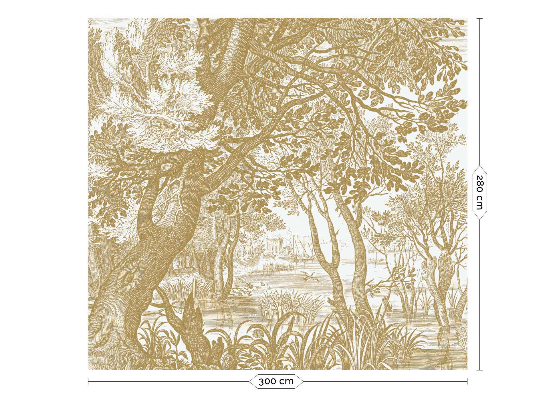 KEK Amsterdam Gold Metallic Engraved Landscapes MW-041 - 6 Sheets Behang