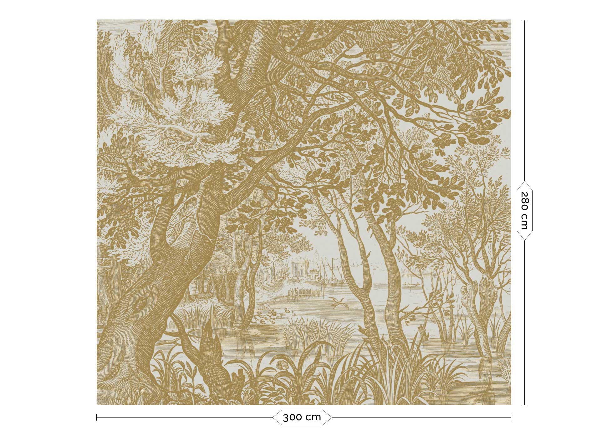 KEK Amsterdam Gold Metallic Engraved Landscapes MW-093 - 6 Sheets Behang