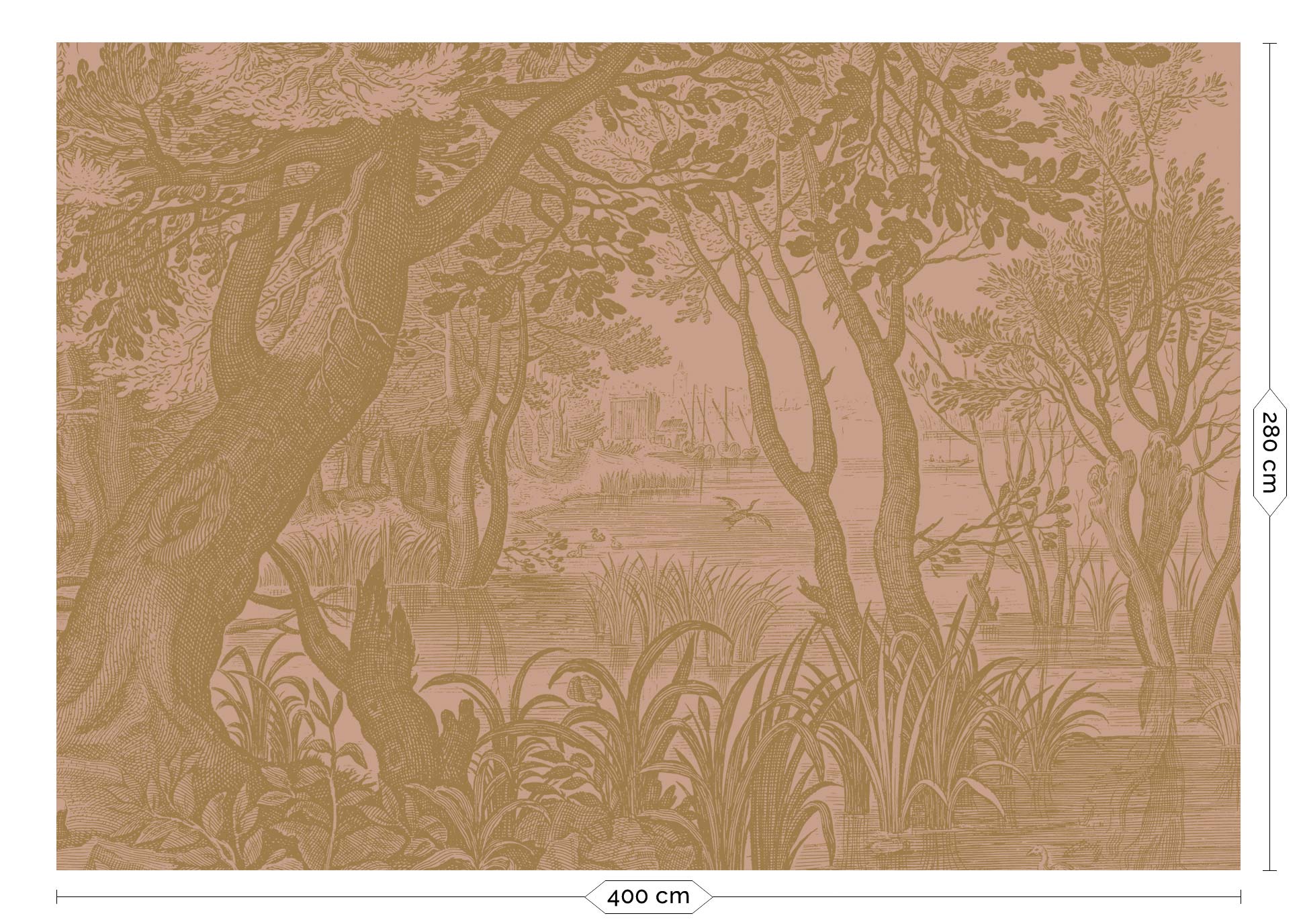 KEK Amsterdam Gold Metallic Engraved Landscapes MW-097 - 8 Sheets Behang