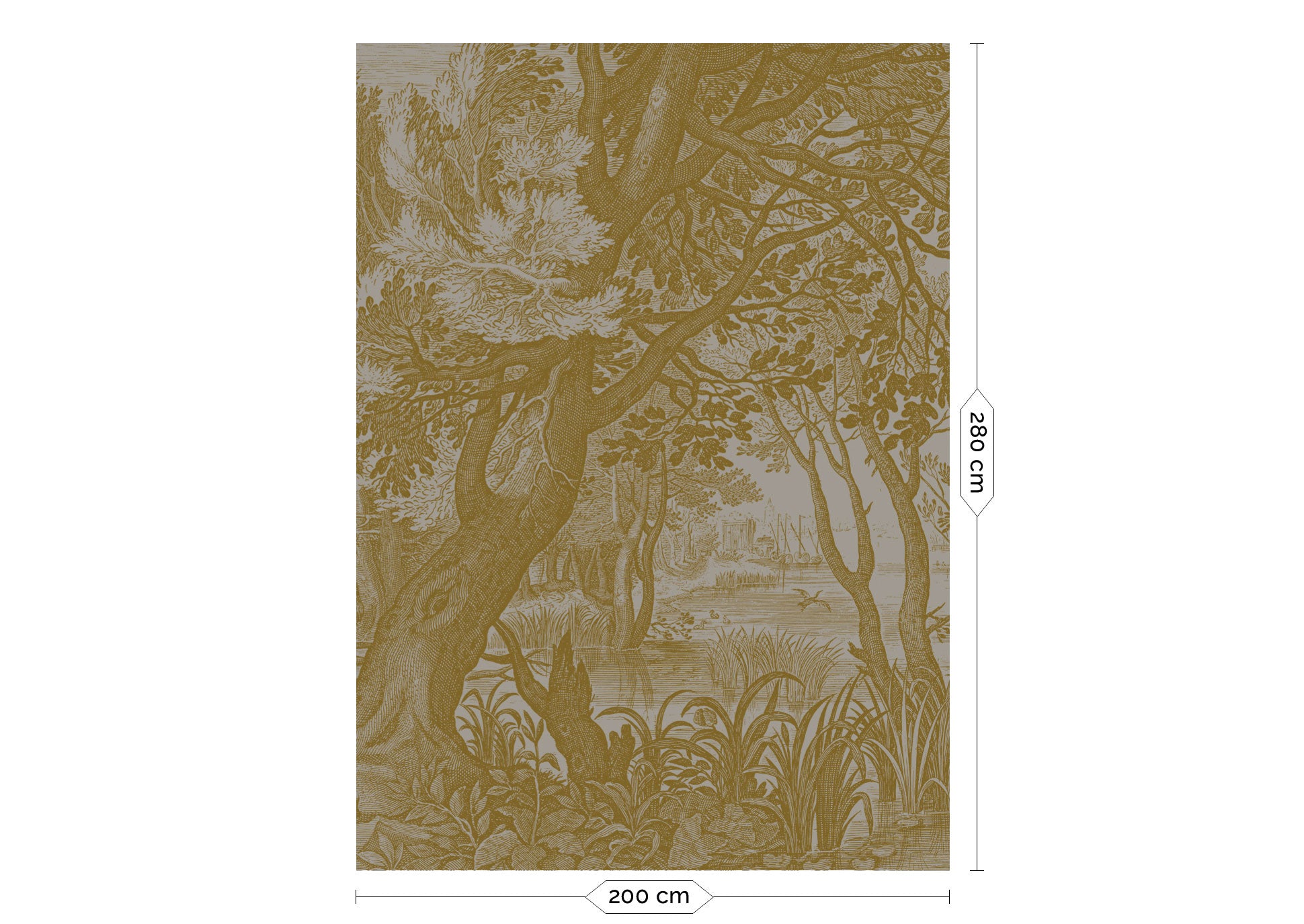 KEK Amsterdam Gold Metallic Engraved Landscapes MW-098 - 4 Sheets Behang