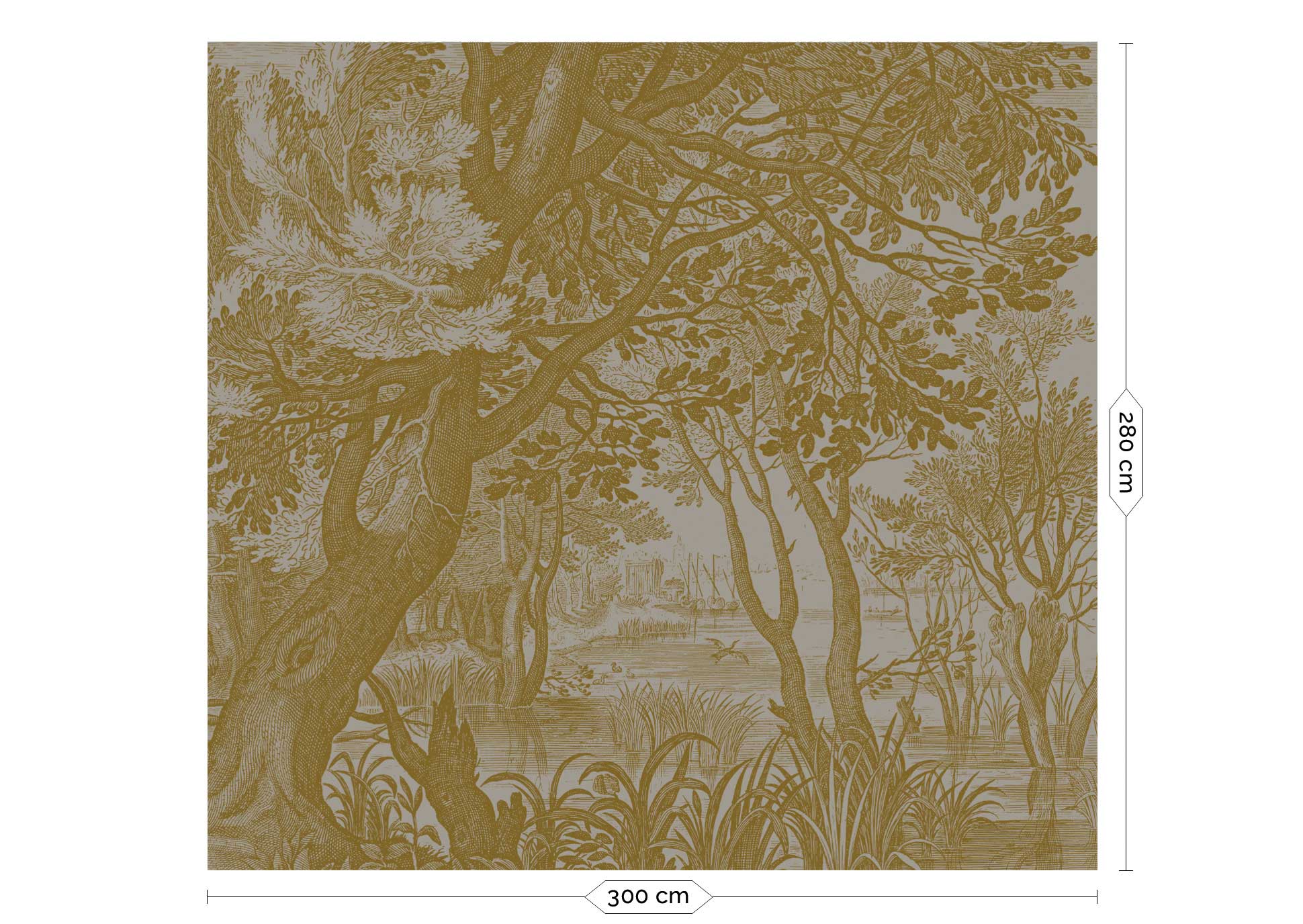 KEK Amsterdam Gold Metallic Engraved Landscapes MW-099 - 6 Sheets Behang