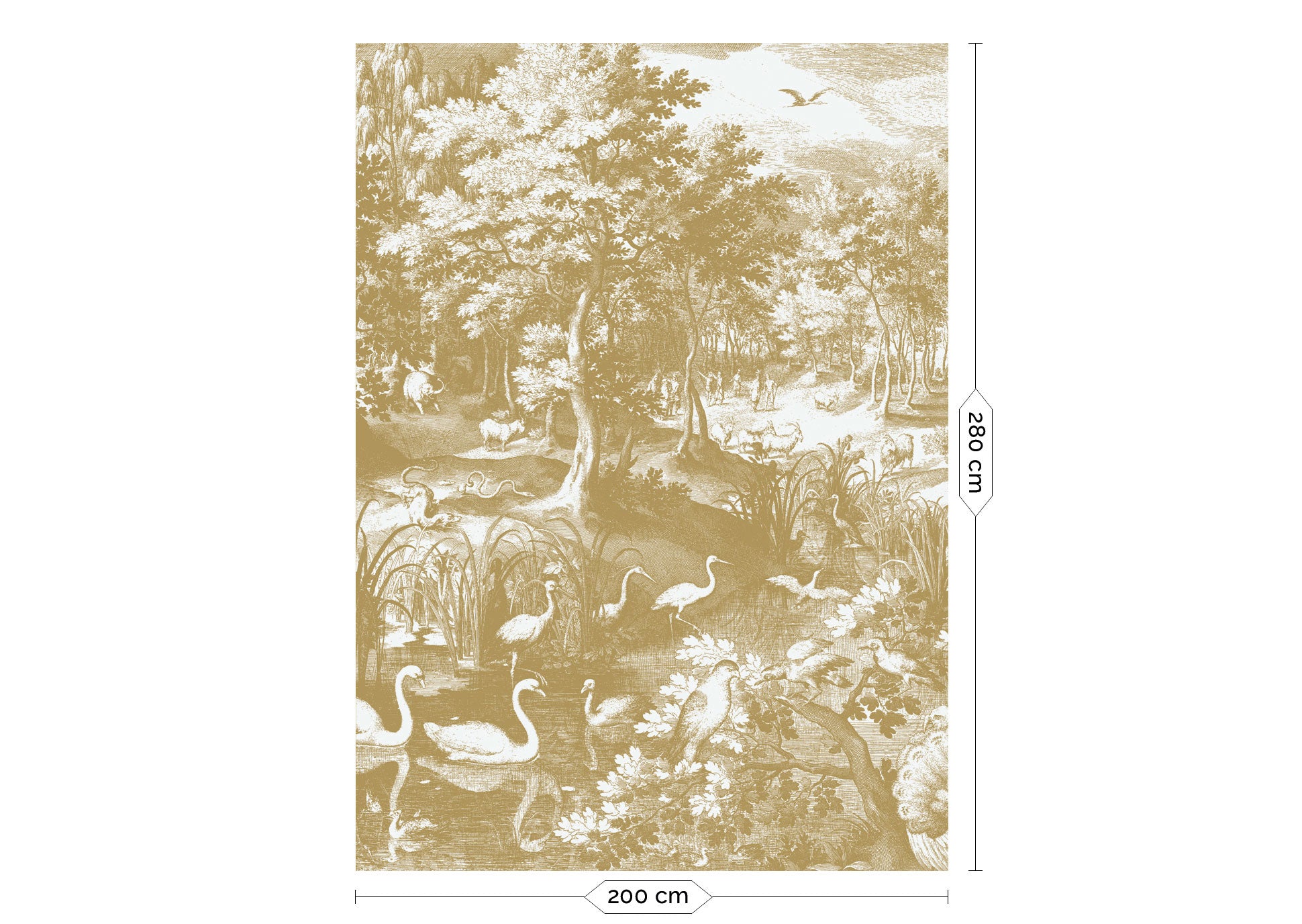 KEK Amsterdam Gold Metallic Engraved Landscapes MW-101 - 4 Sheets Behang