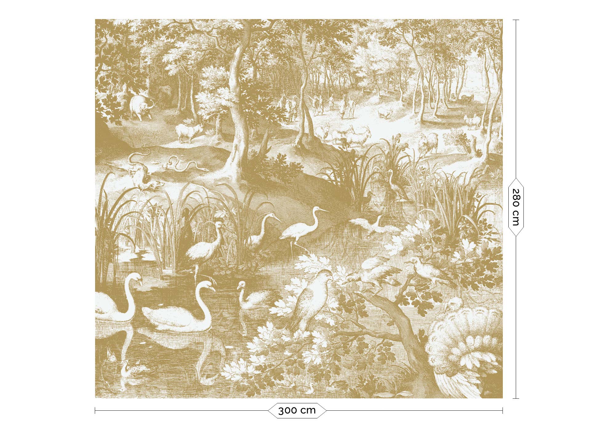 KEK Amsterdam Gold Metallic Engraved Landscapes MW-102 - 6 Sheets Behang