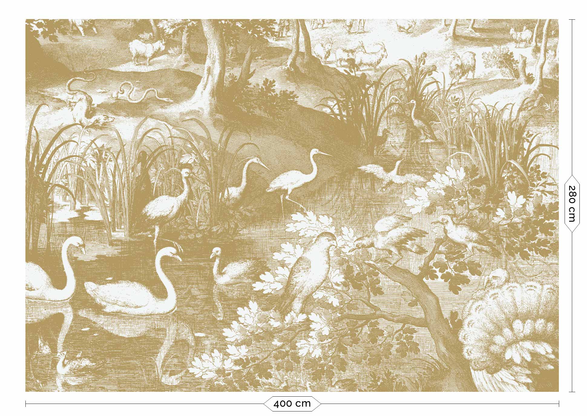 KEK Amsterdam Gold Metallic Engraved Landscapes MW-103 - 8 Sheets Behang