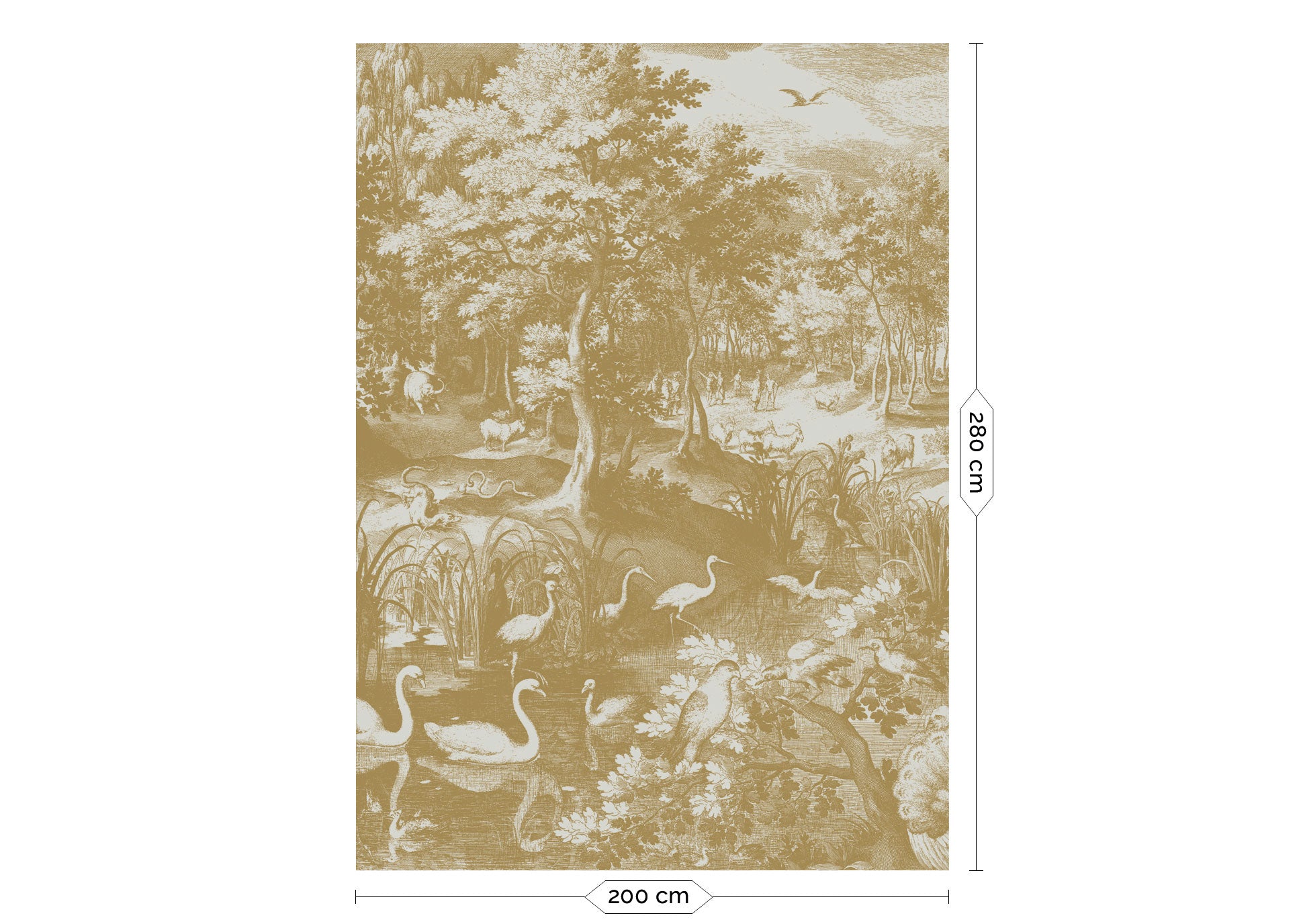 KEK Amsterdam Gold Metallic Engraved Landscapes MW-104 - 4 Sheets Behang