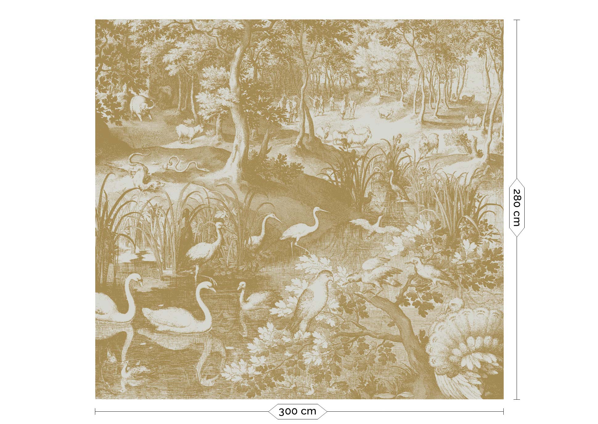 KEK Amsterdam Gold Metallic Engraved Landscapes MW-105 - 6 Sheets Behang
