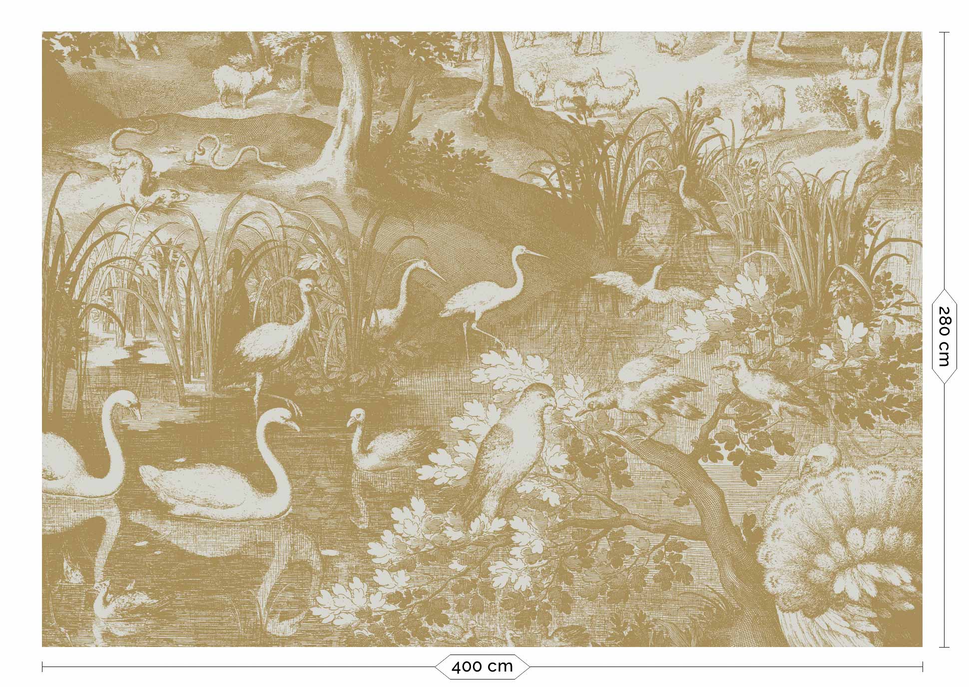 KEK Amsterdam Gold Metallic Engraved Landscapes MW-106 - 8 Sheets Behang