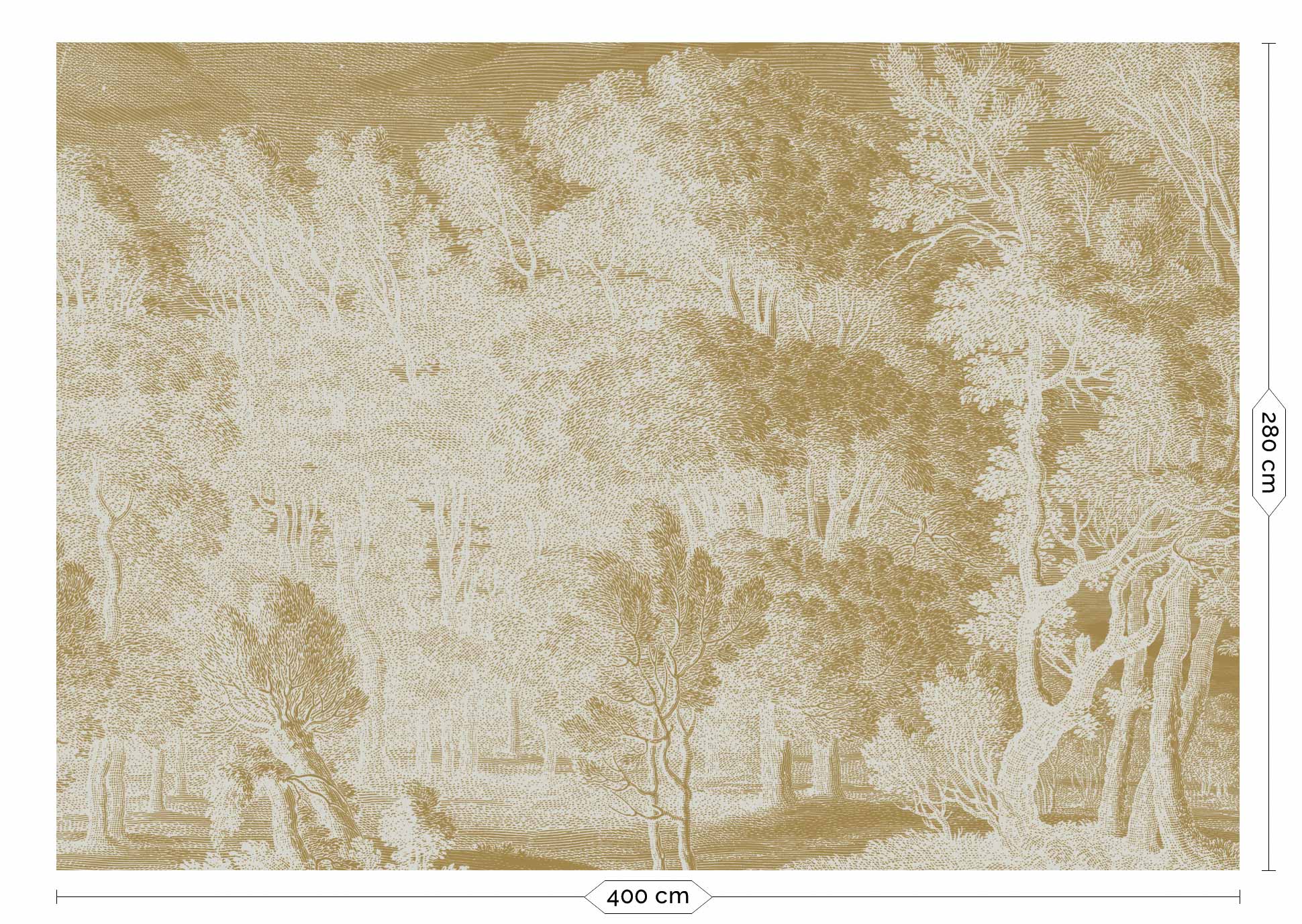 KEK Amsterdam Gold Metallic Engraved Landscapes MW-157 - 8 Sheets Behang