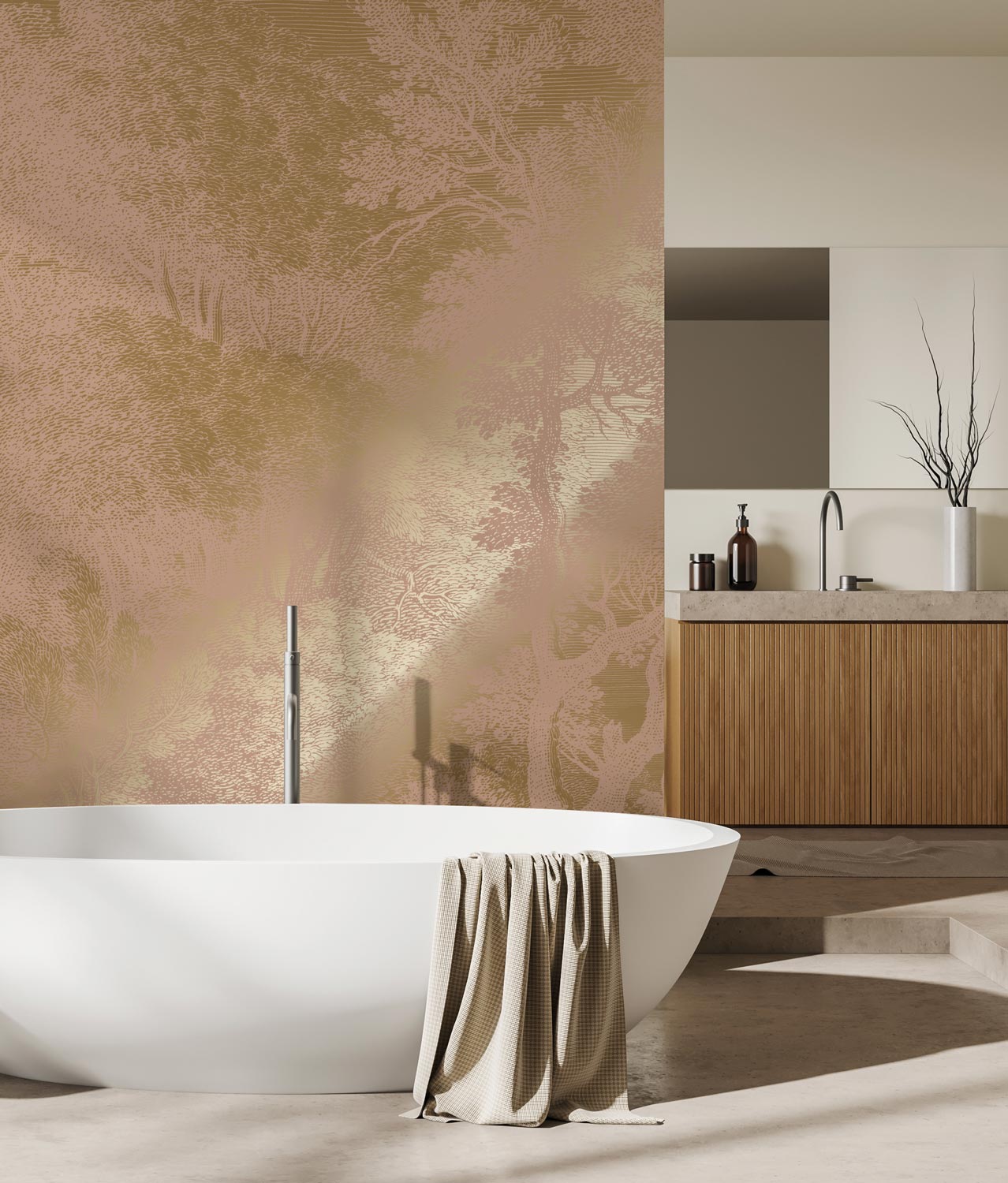 KEK Amsterdam Gold Metallic Engraved Landscapes MW-158 - 4 Sheets Behang