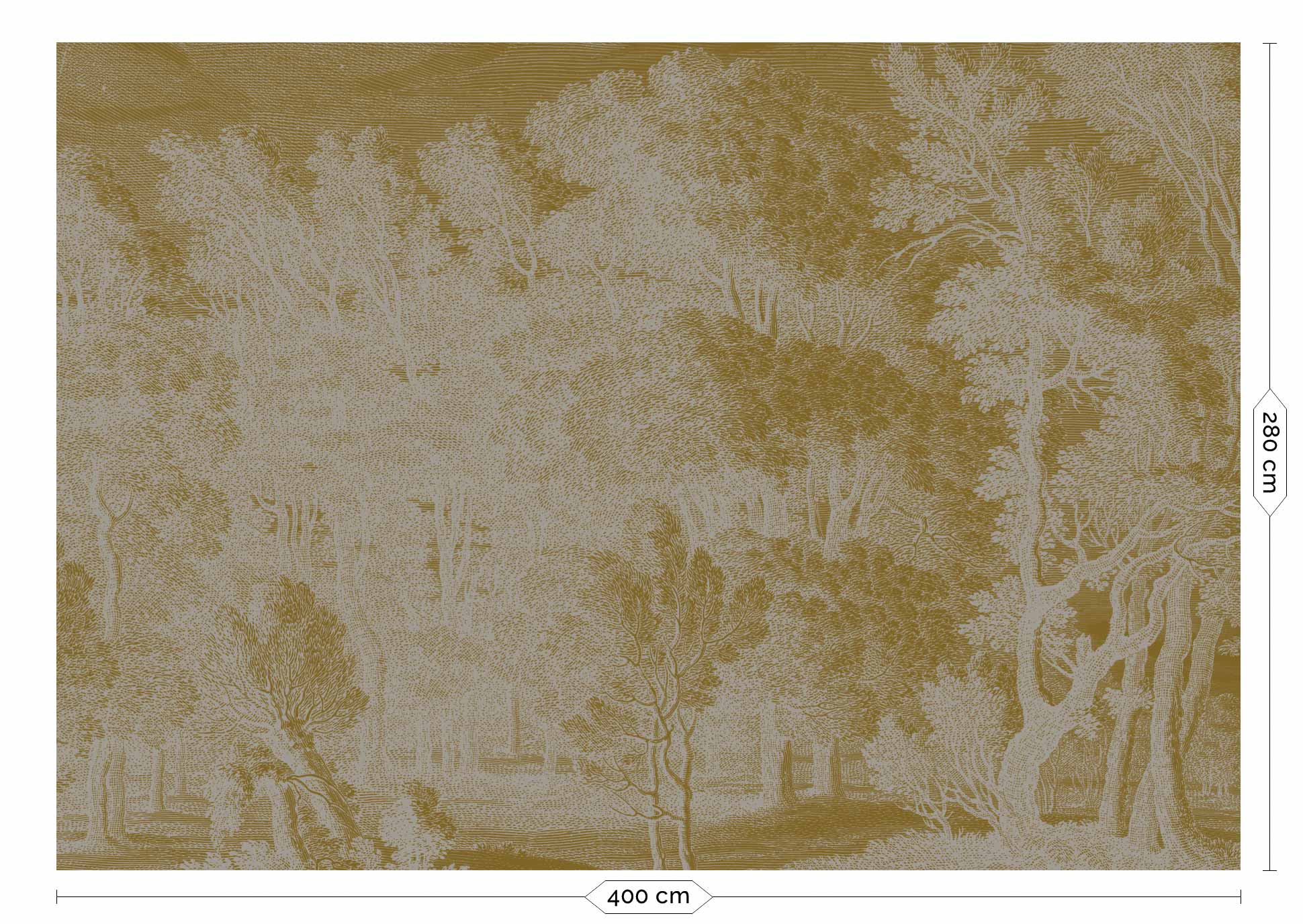 KEK Amsterdam Gold Metallic Engraved Landscapes MW-163 - 8 Sheets Behang